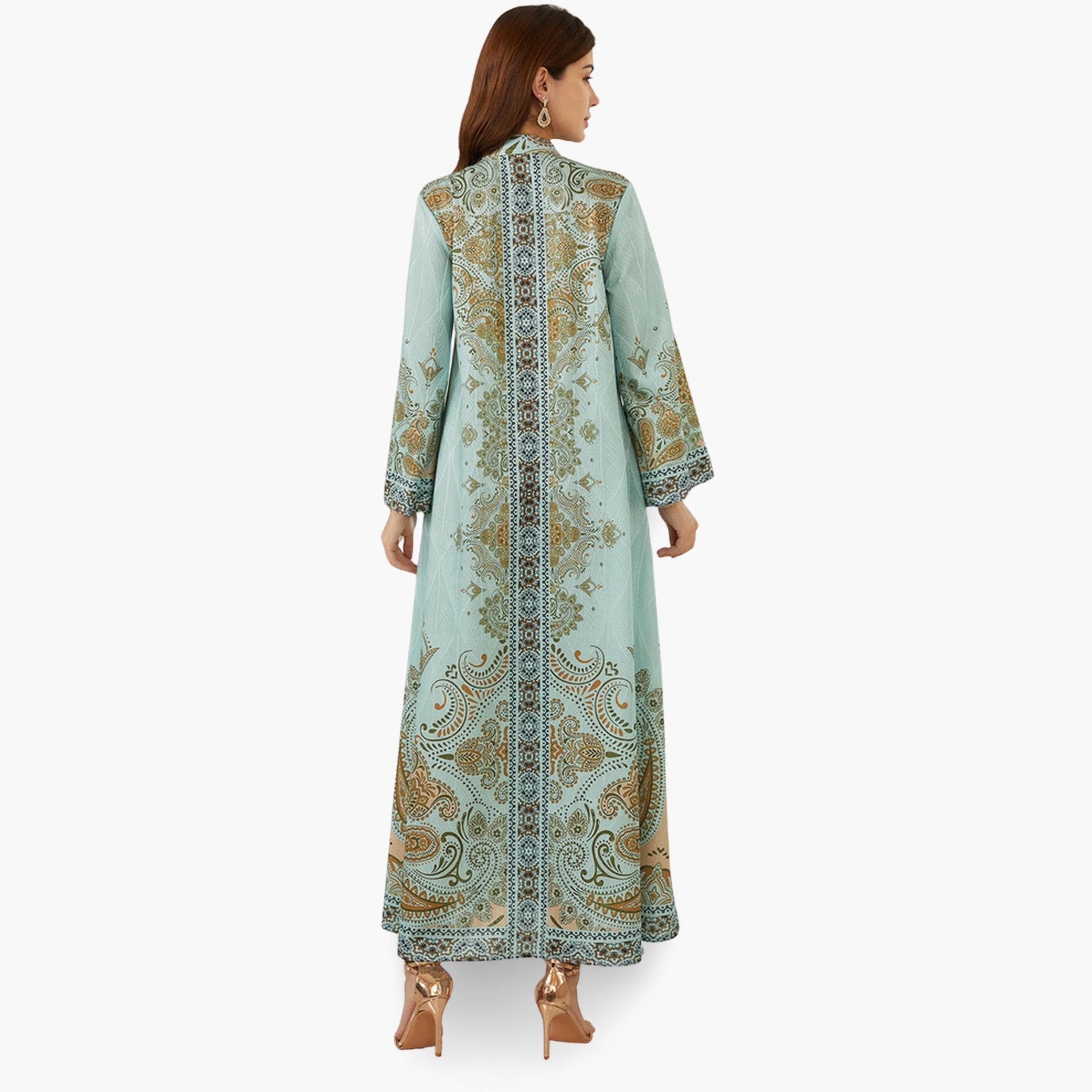 جلابية بياقة ونسيج بارز وطبعة زهور-women-arabicclothing-jalabiyas-image-6