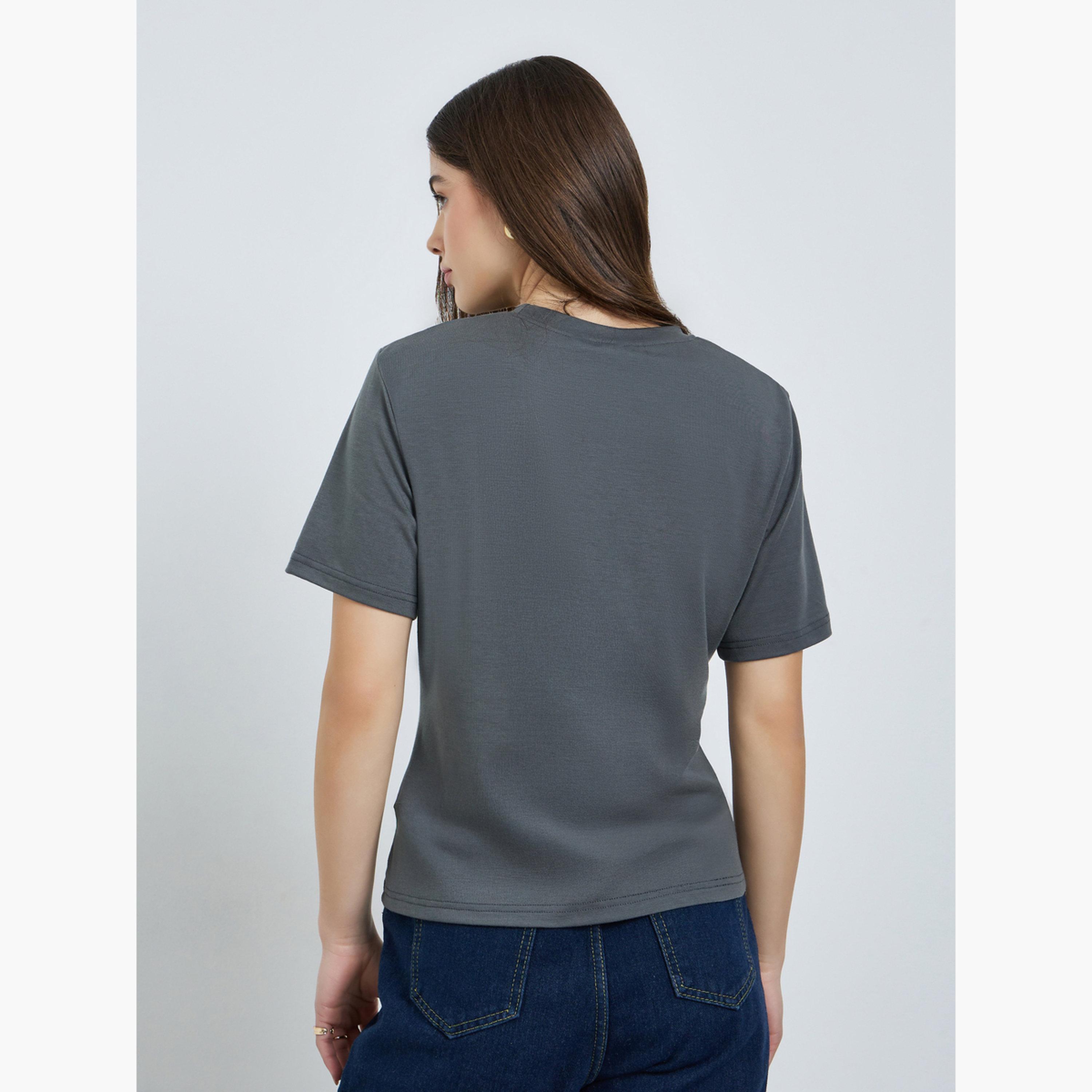 Styli Grey Knit Top with Metallic Detail-women-clothing-shirtsandblouses-blouses-image-5