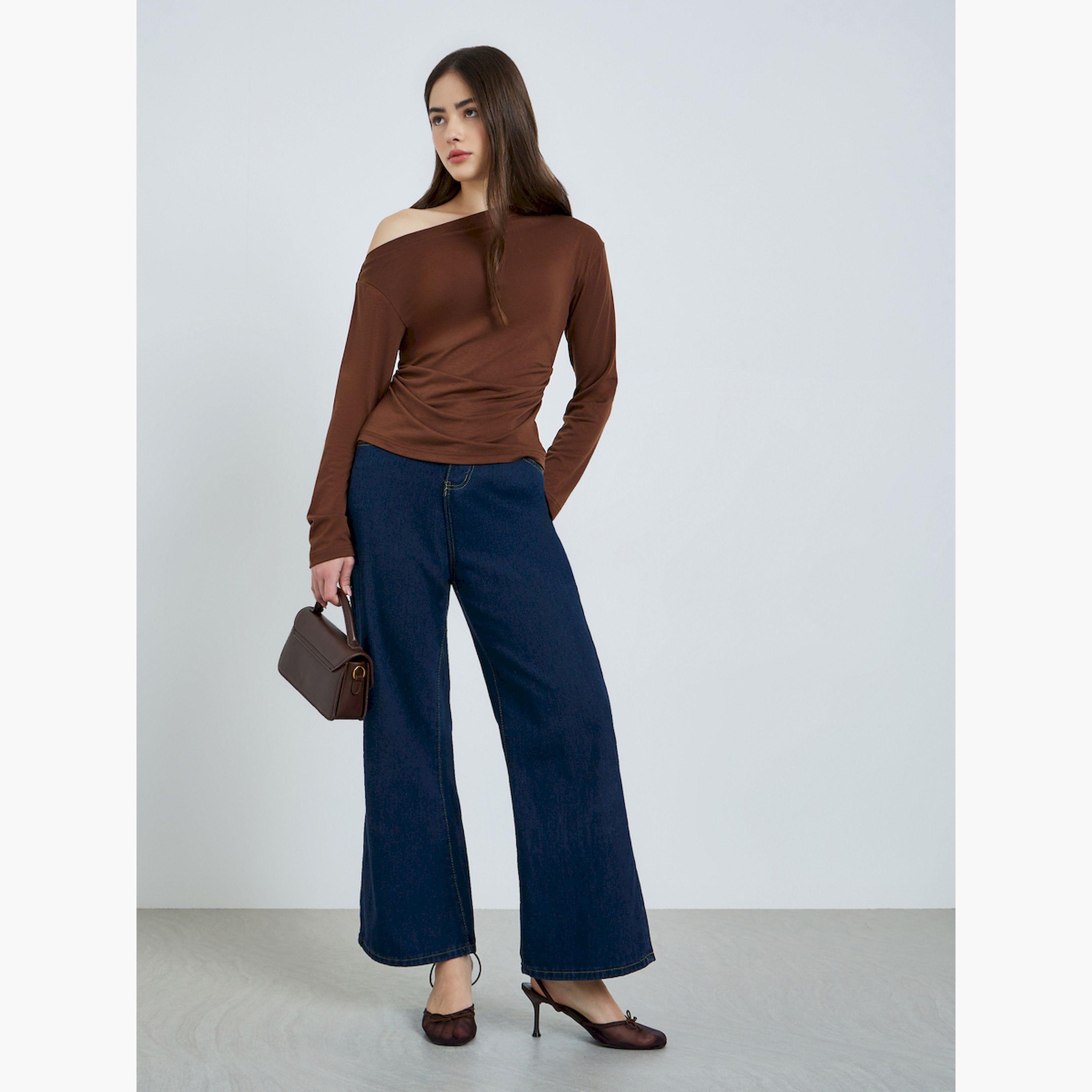 Styli Brown Asymmetric Neck Knit Top-women-clothing-shirtsandblouses-blouses-image-2