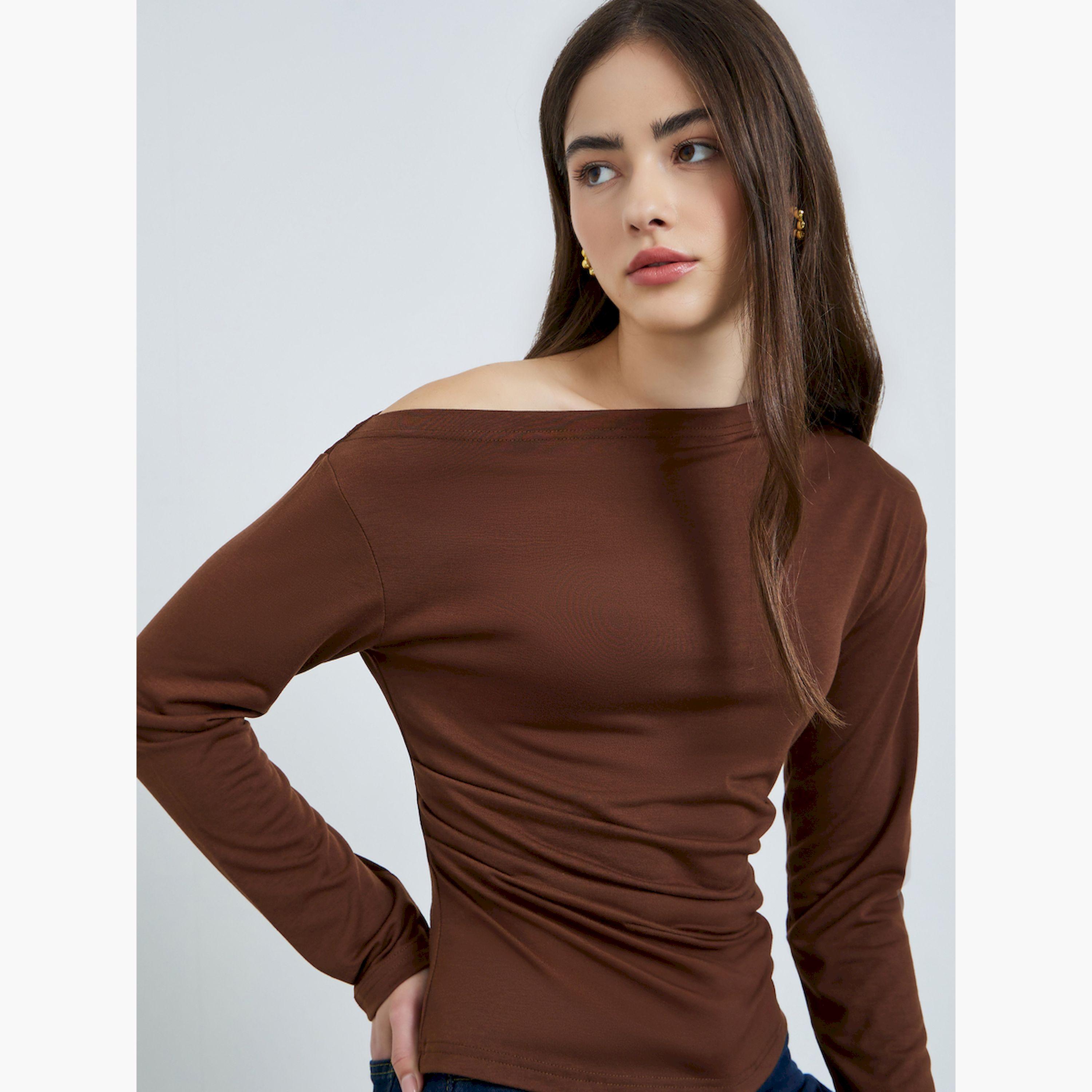 بلوزة محبوكة بياقة غير متماثلة-women-clothing-shirtsandblouses-blouses-image-3