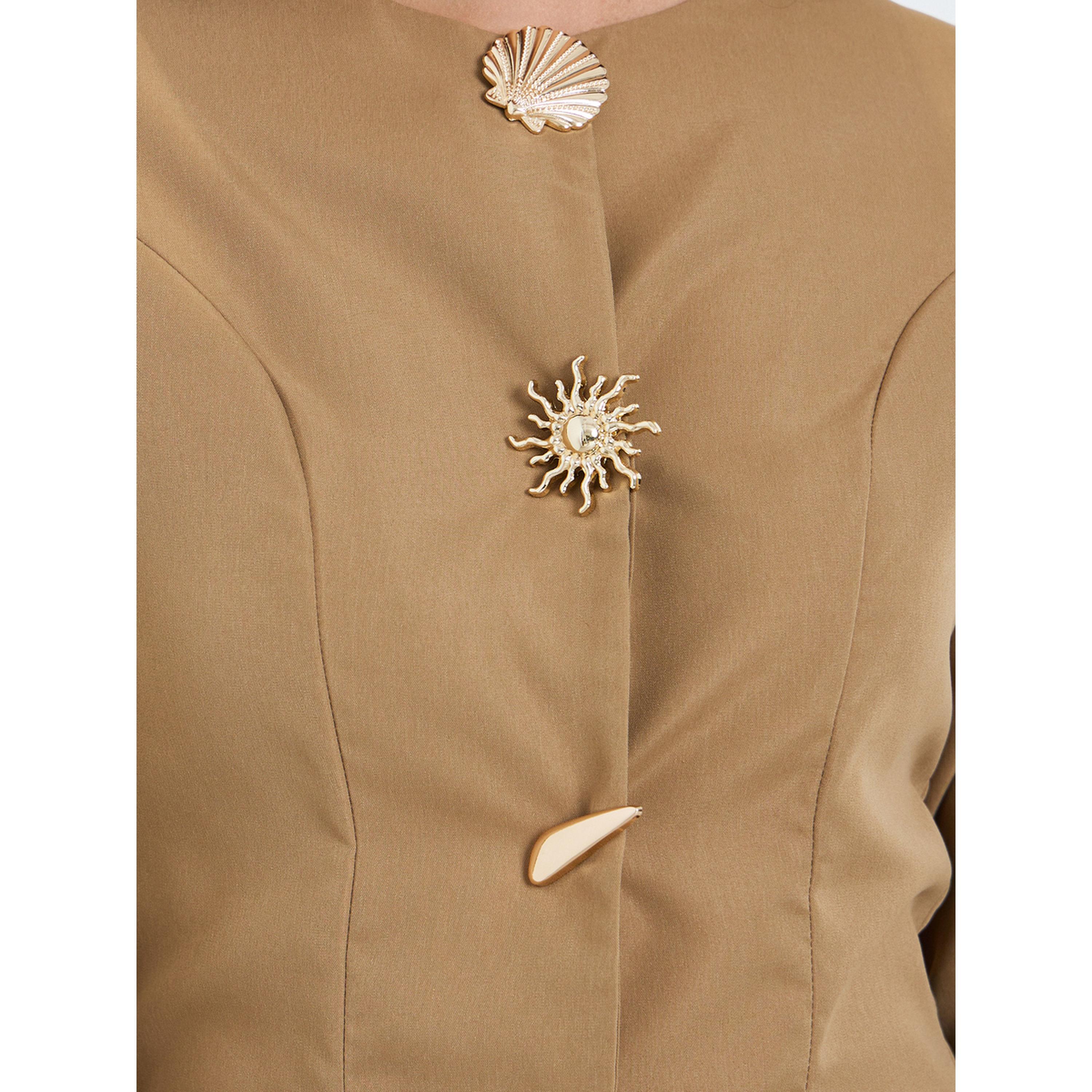 طقم من بلوزة طويل بأزرار معدنية وبنطال-women-clothing-coordsets-image-3