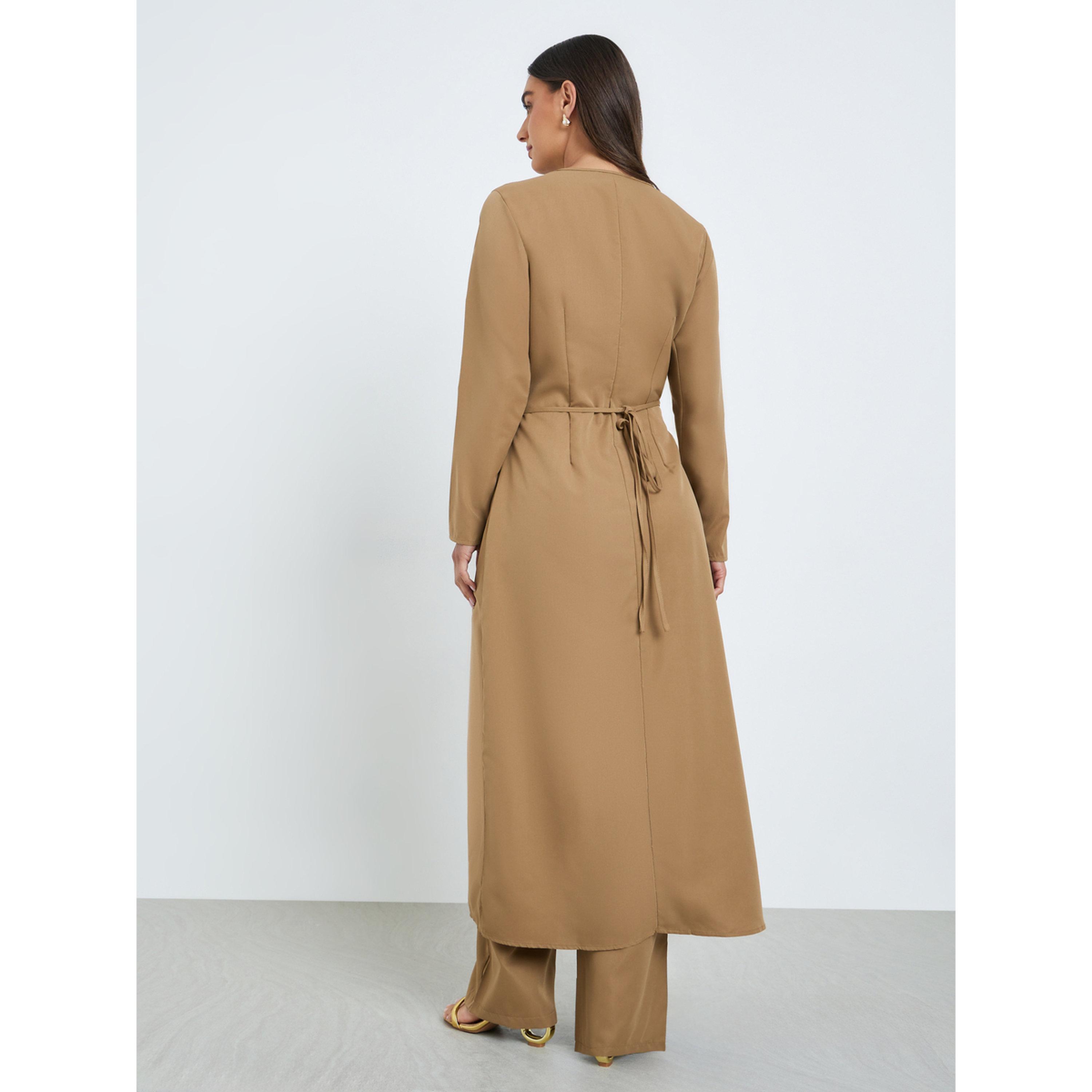 طقم من بلوزة طويل بأزرار معدنية وبنطال-women-clothing-coordsets-image-5