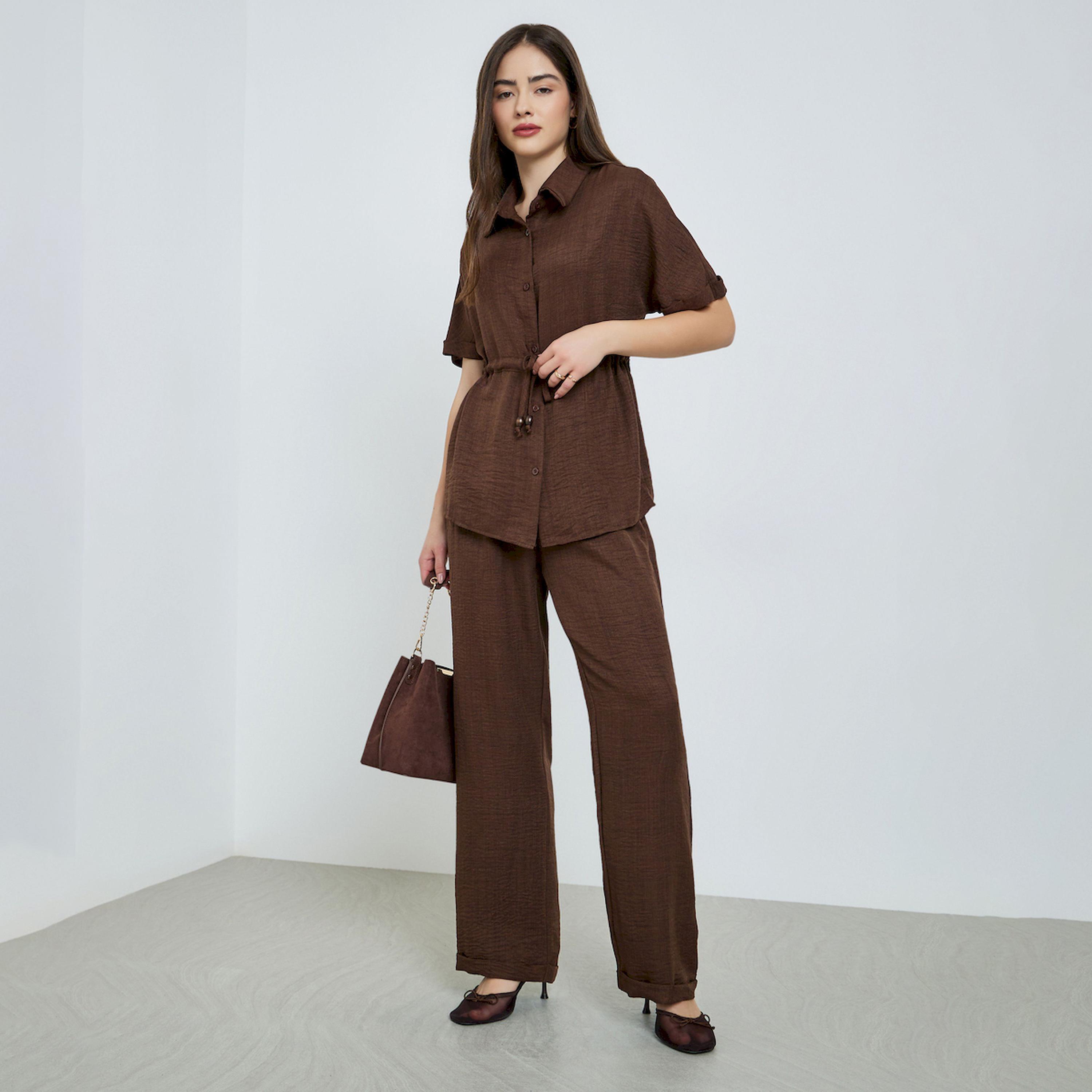 طقم منسق من قميص برباط خصر وبنطال-women-clothing-coordsets-image-1