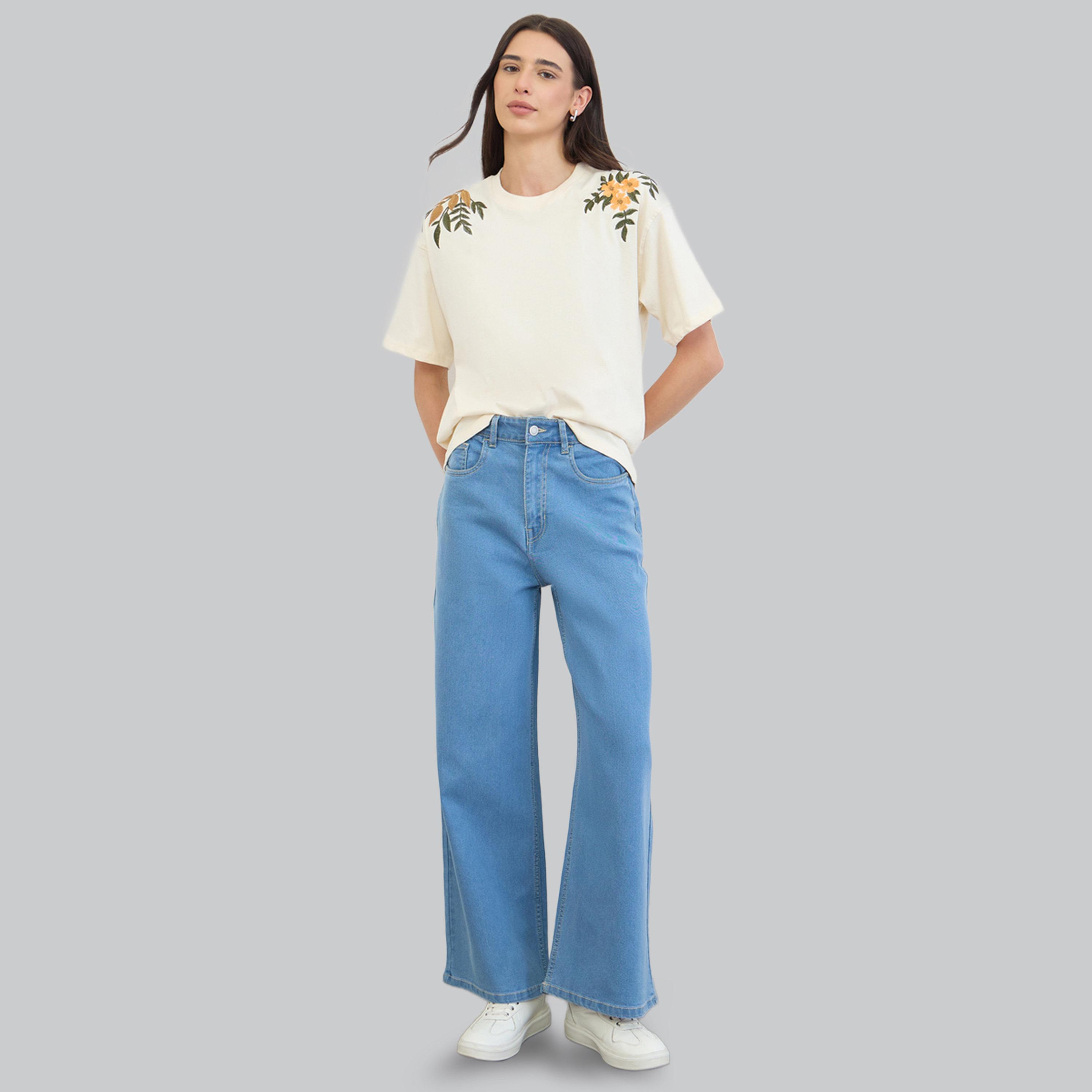 Styli Cream Embroidered 100% Cotton Oversized T-Shirt-women-clothing-tshirts-image-2