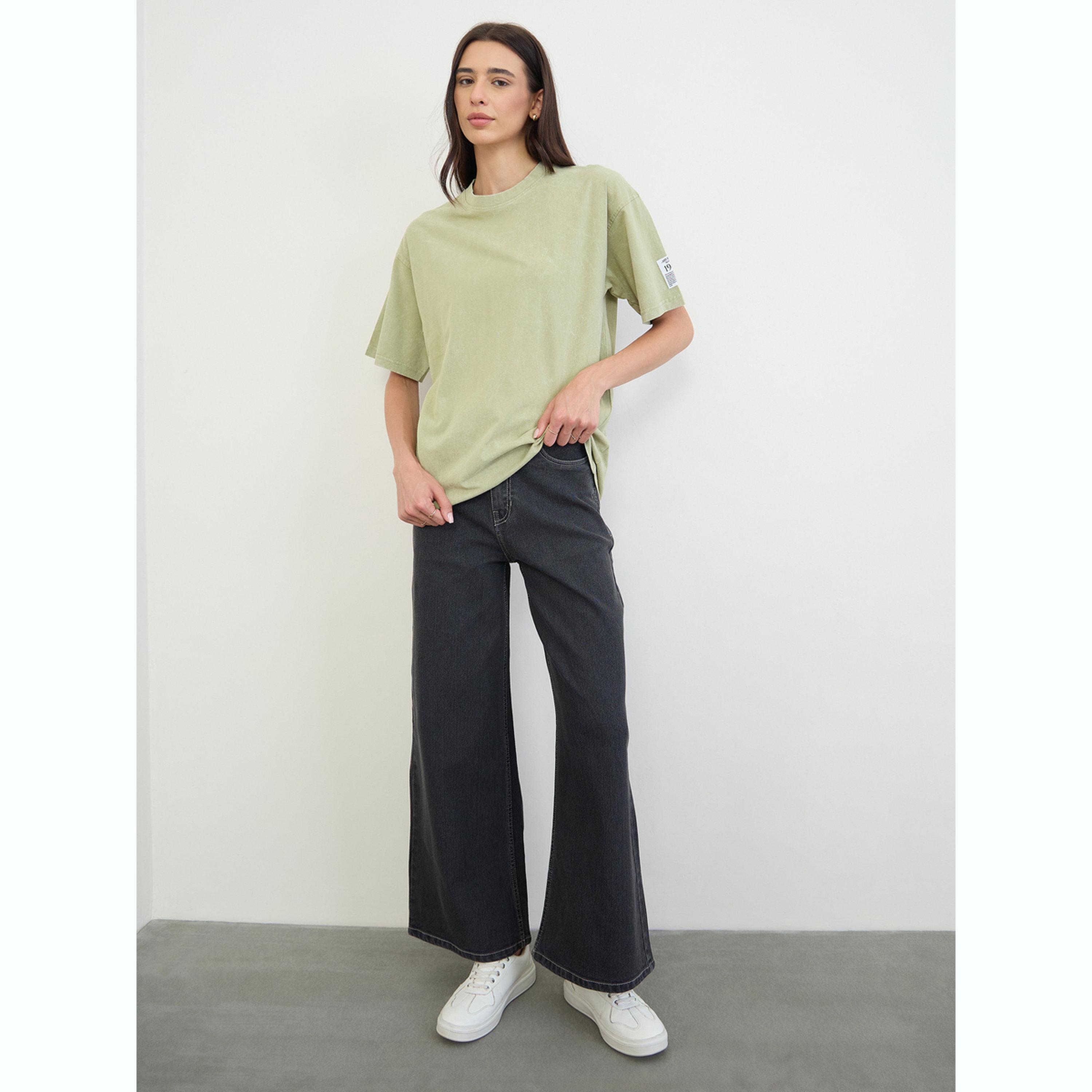 Styli Green Cotton Acid Wash T-Shirt-women-clothing-tshirts-image-2