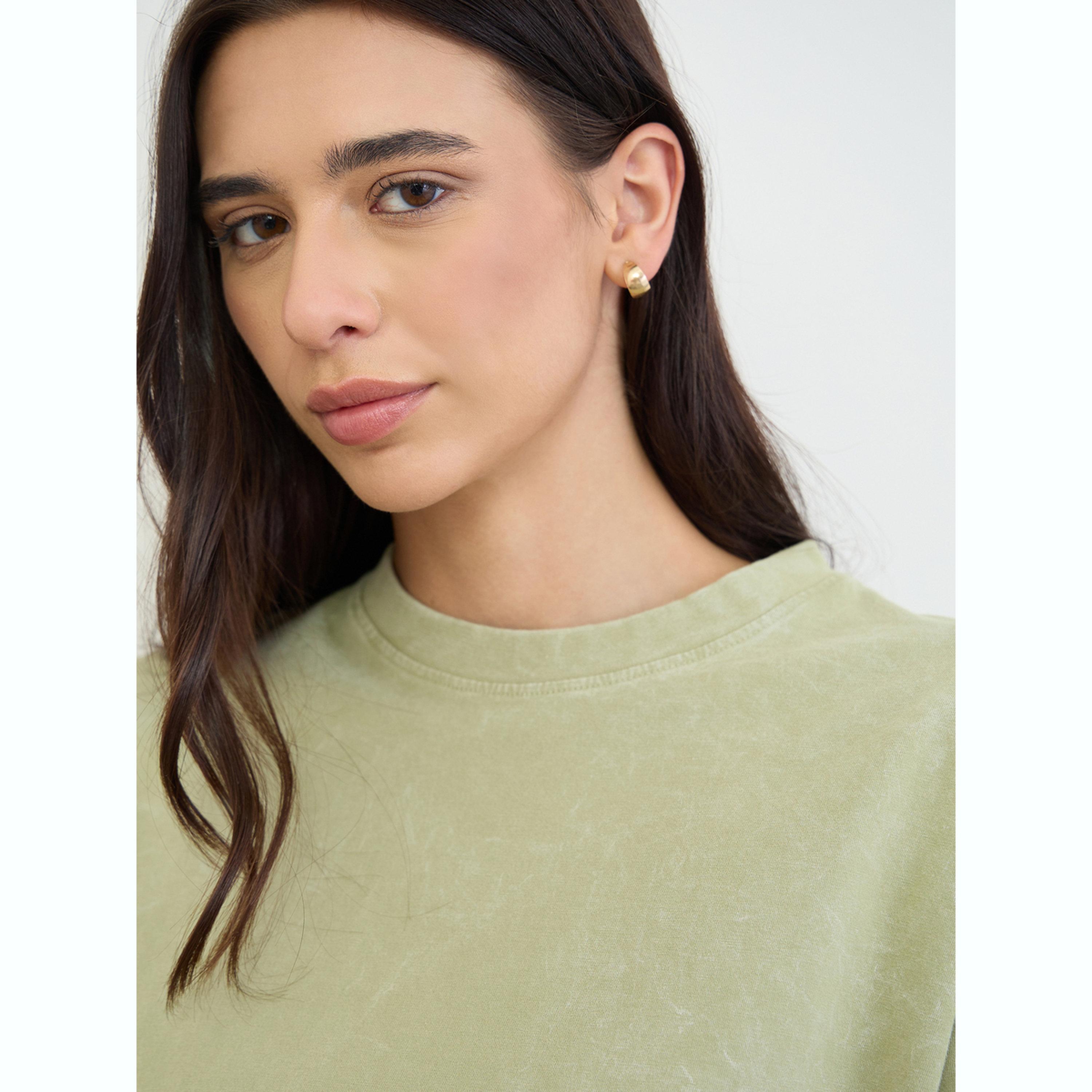 Styli Green Cotton Acid Wash T-Shirt-women-clothing-tshirts-image-5