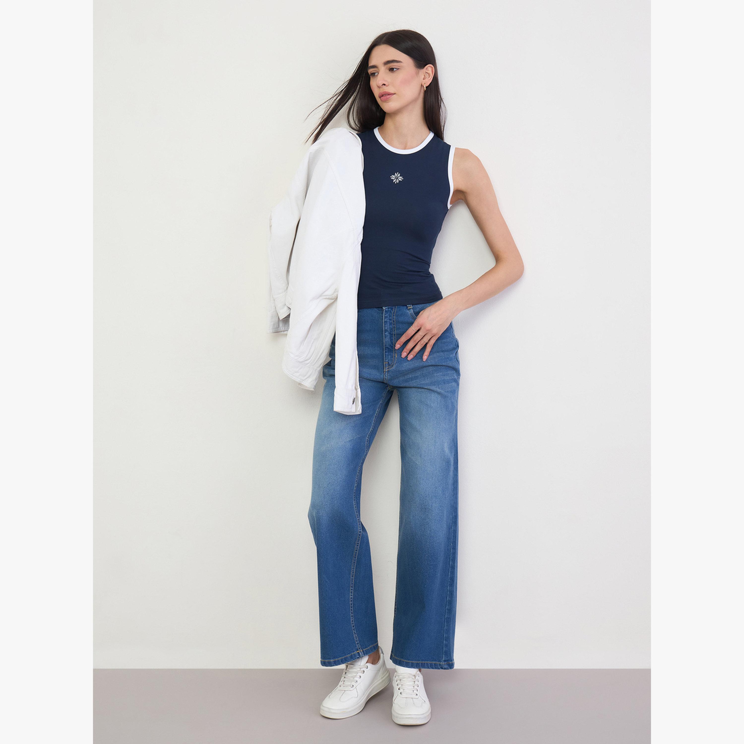 تانك قطن ضيق بحواف متباينة-women-clothing-tshirts-image-2