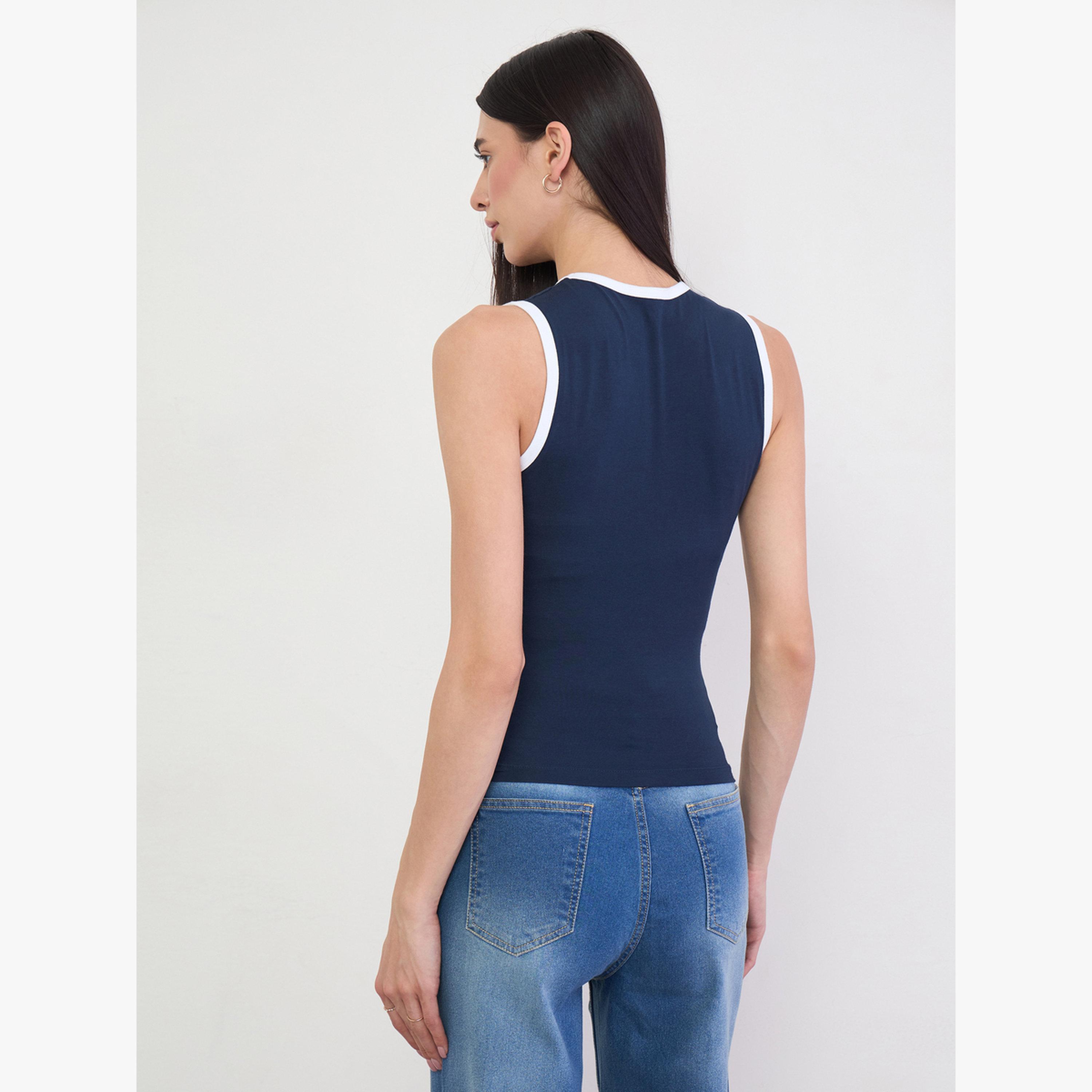 تانك قطن ضيق بحواف متباينة-women-clothing-tshirts-image-4