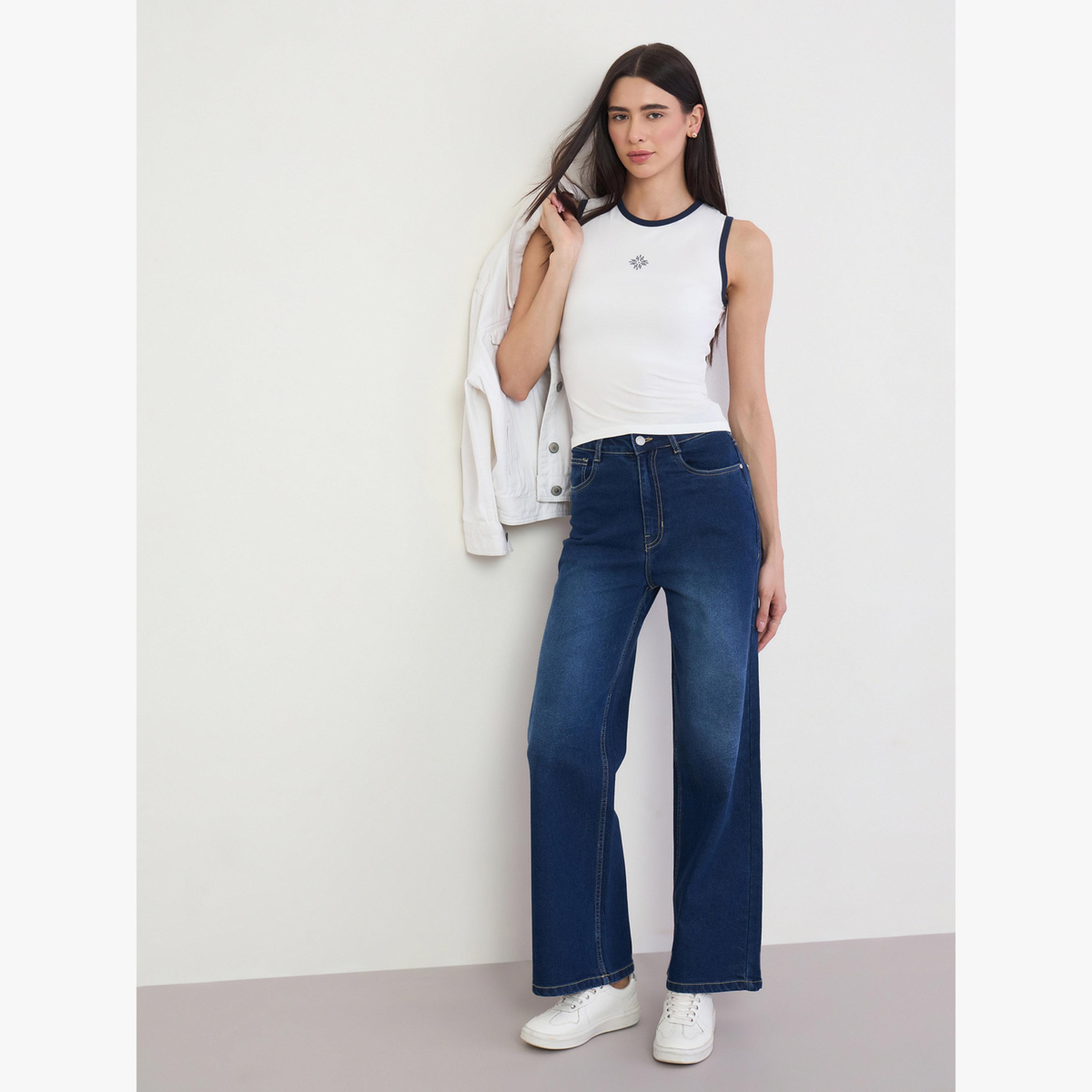 تانك قطن ضيق بحواف متباينة-women-clothing-tshirts-image-2