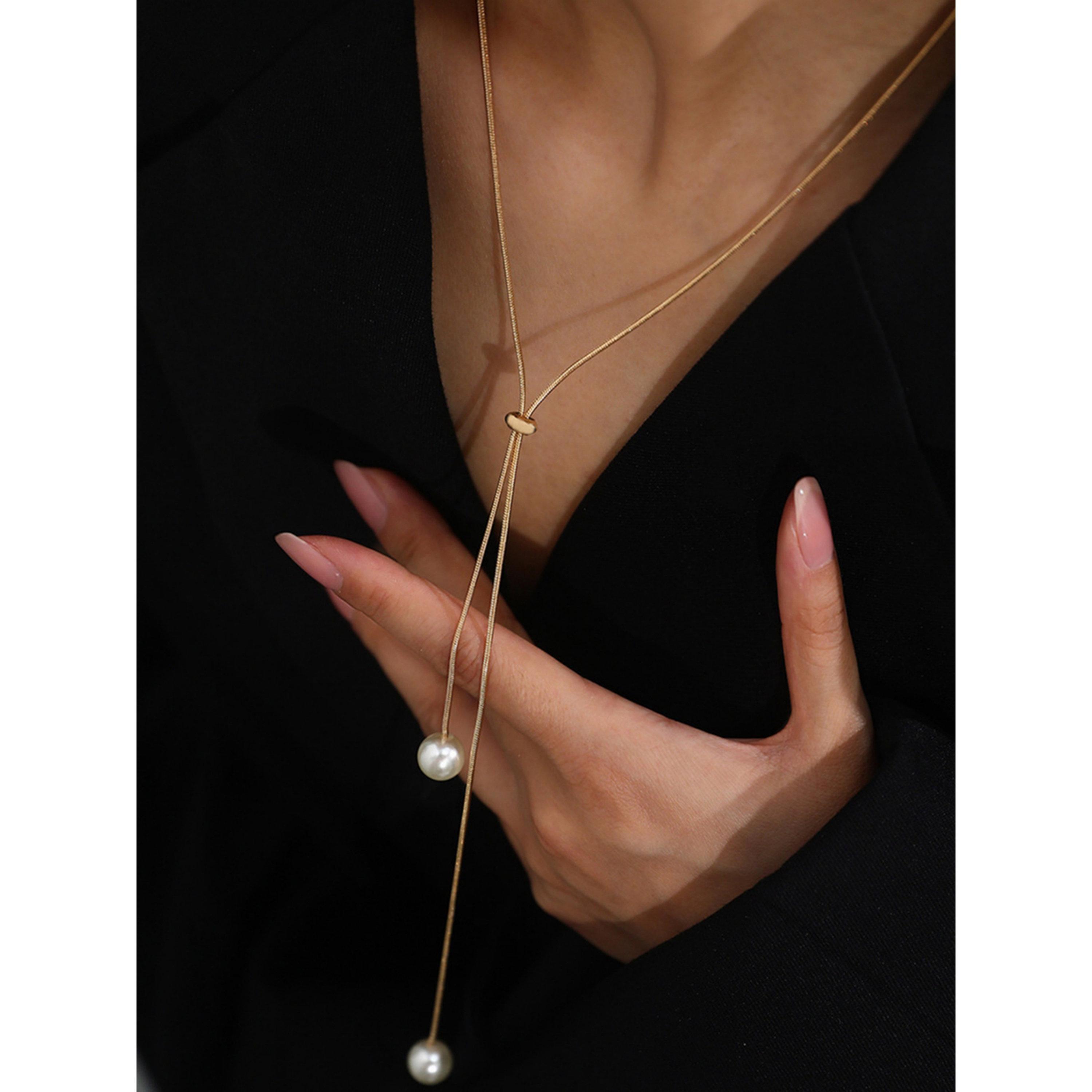 عقد بسلسلة ذهبية ودلاية لؤلؤ صناعي-women-watchesandjewellery-jewellery-necklacesandpendants-image-5