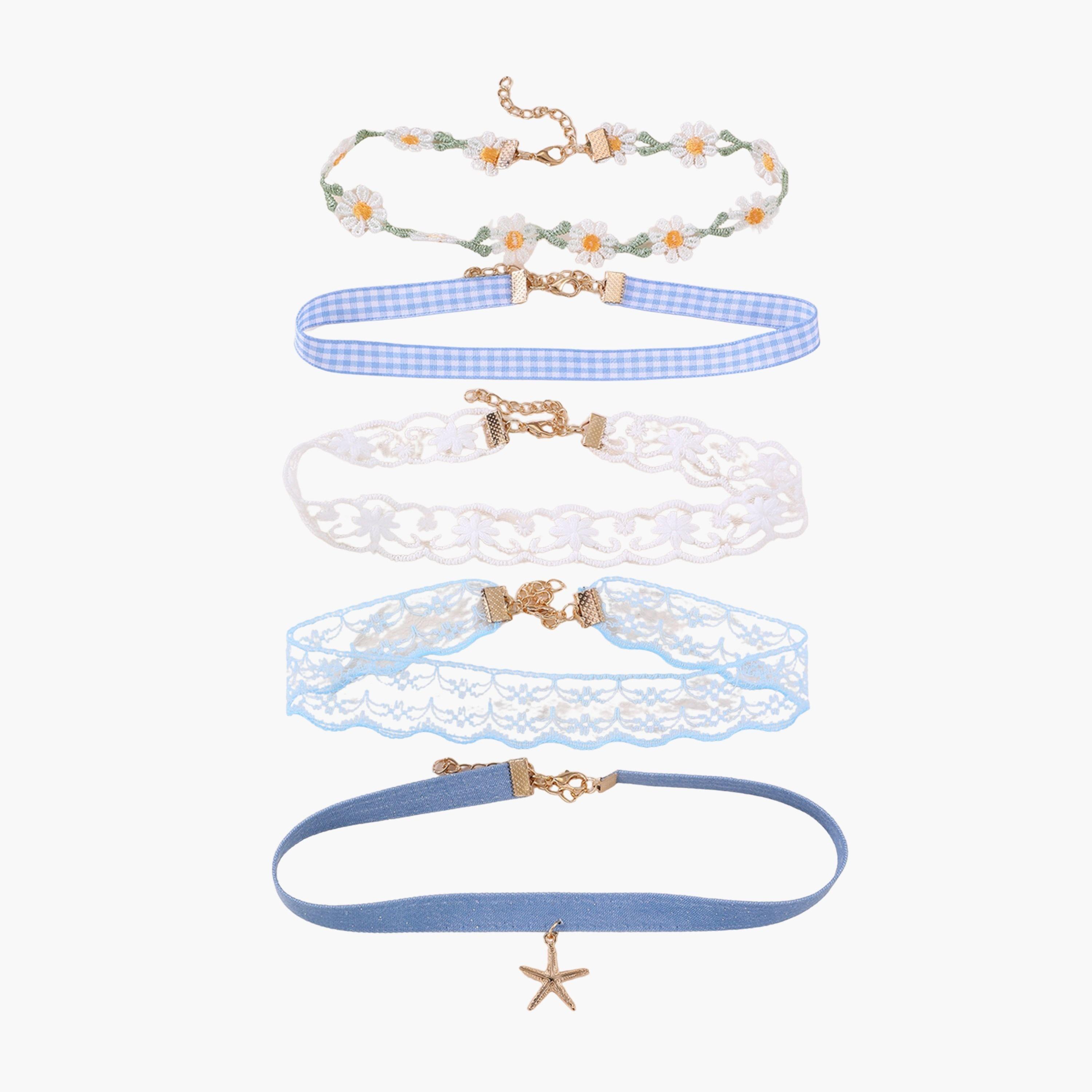 طقم 5 قطع عقود شوكر دانتيل-women-watchesandjewellery-jewellery-necklacesandpendants-image-1