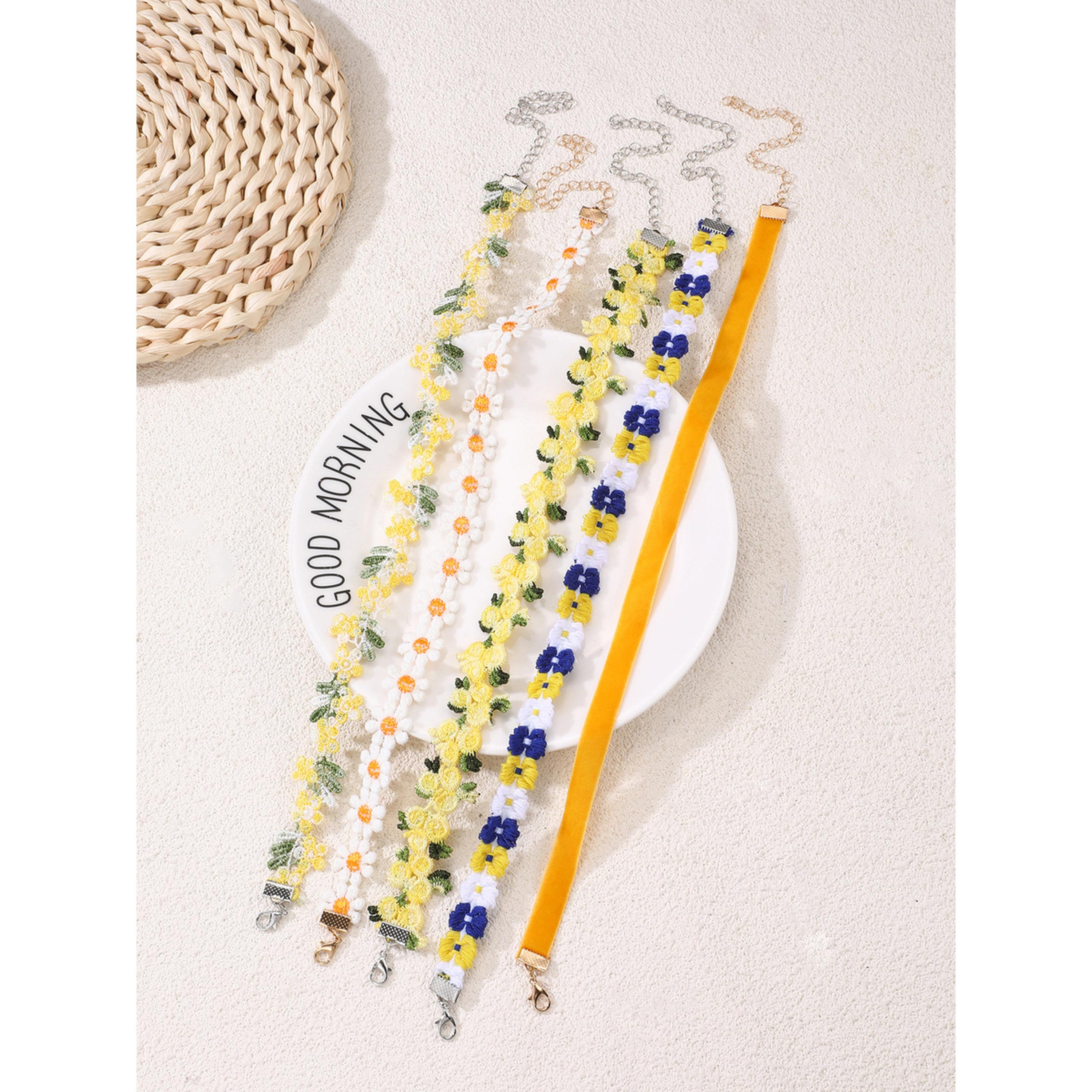 طقم 5 قطع عقود شوكر بزهور-women-watchesandjewellery-jewellery-necklacesandpendants-image-2