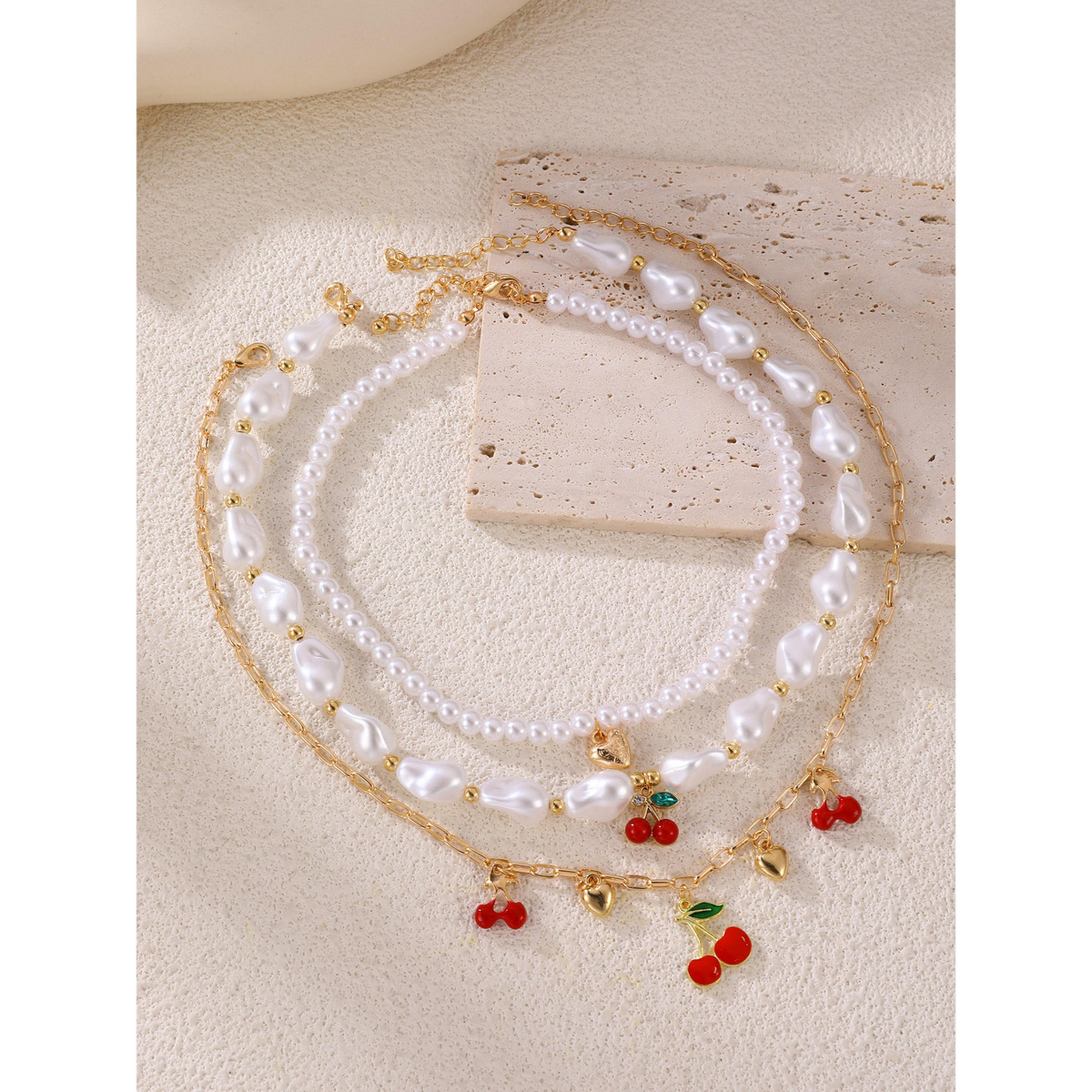 Take Two Pack of 3 - Pearl Beaded Necklace with Cherry Charms-women-watchesandjewellery-jewellery-necklacesandpendants-image-3