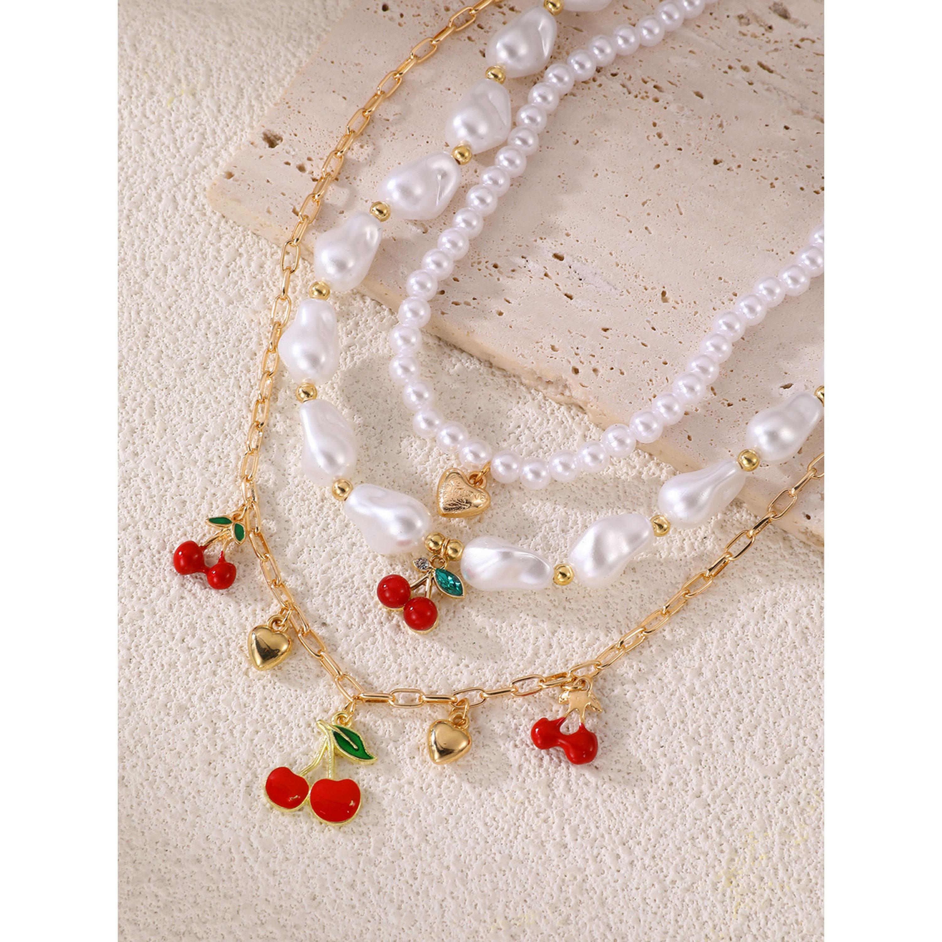 Take Two Pack of 3 - Pearl Beaded Necklace with Cherry Charms-women-watchesandjewellery-jewellery-necklacesandpendants-image-4