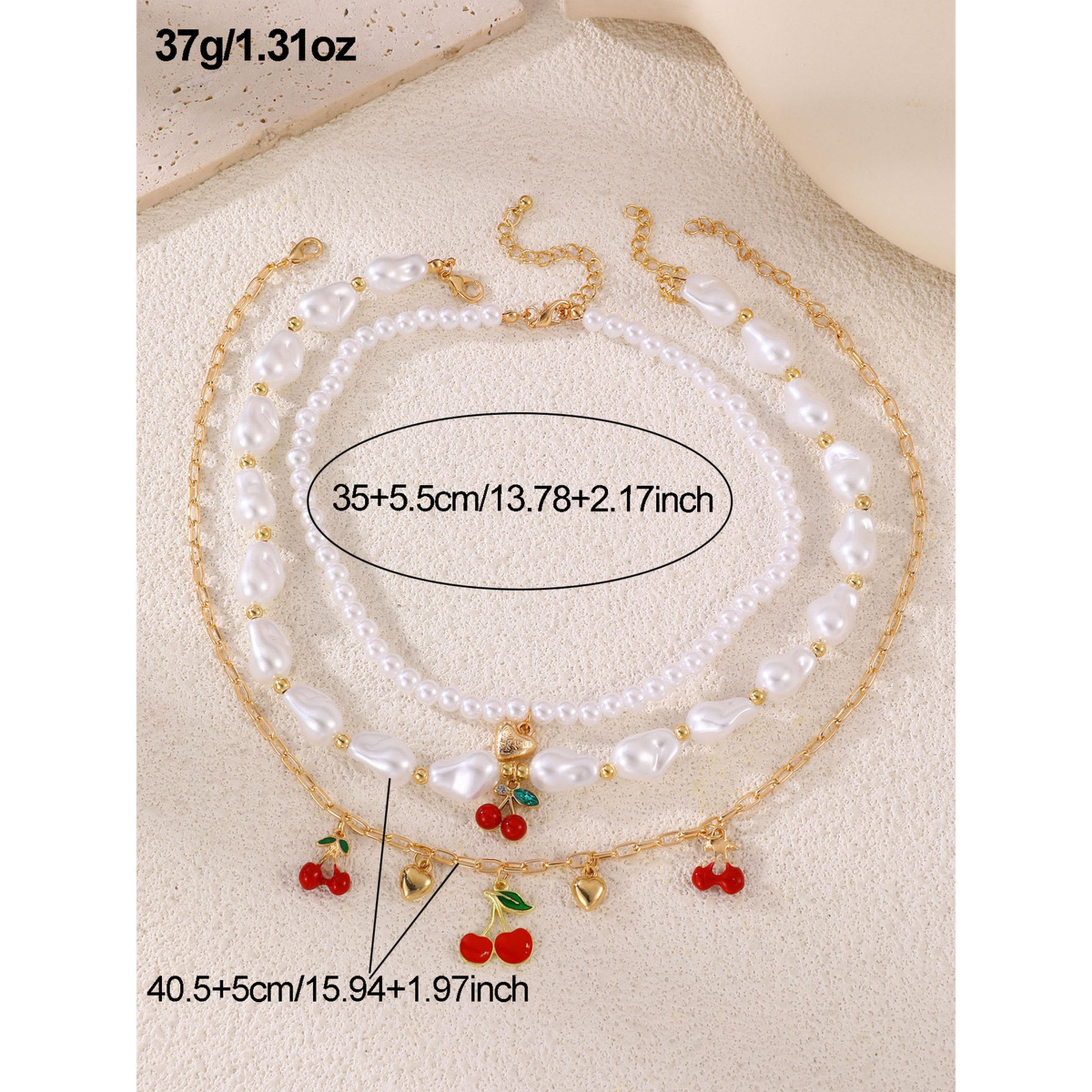 طقم 3 قطع عقود خرز لؤلؤ مع دلايات كرز-women-watchesandjewellery-jewellery-necklacesandpendants-image-5