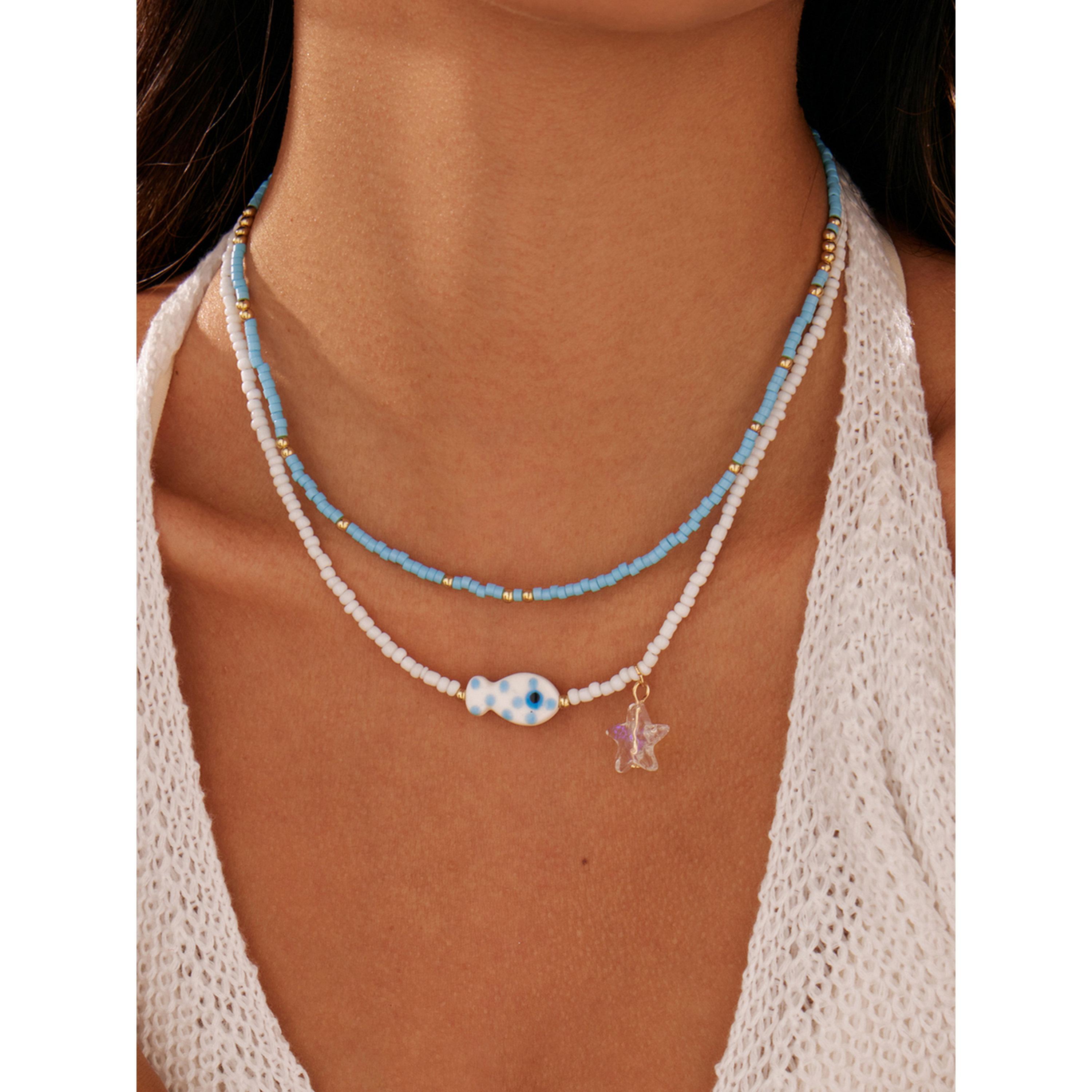 طقم قطعتين عقود خرز مع دلاية سمكة-women-watchesandjewellery-jewellery-necklacesandpendants-image-3