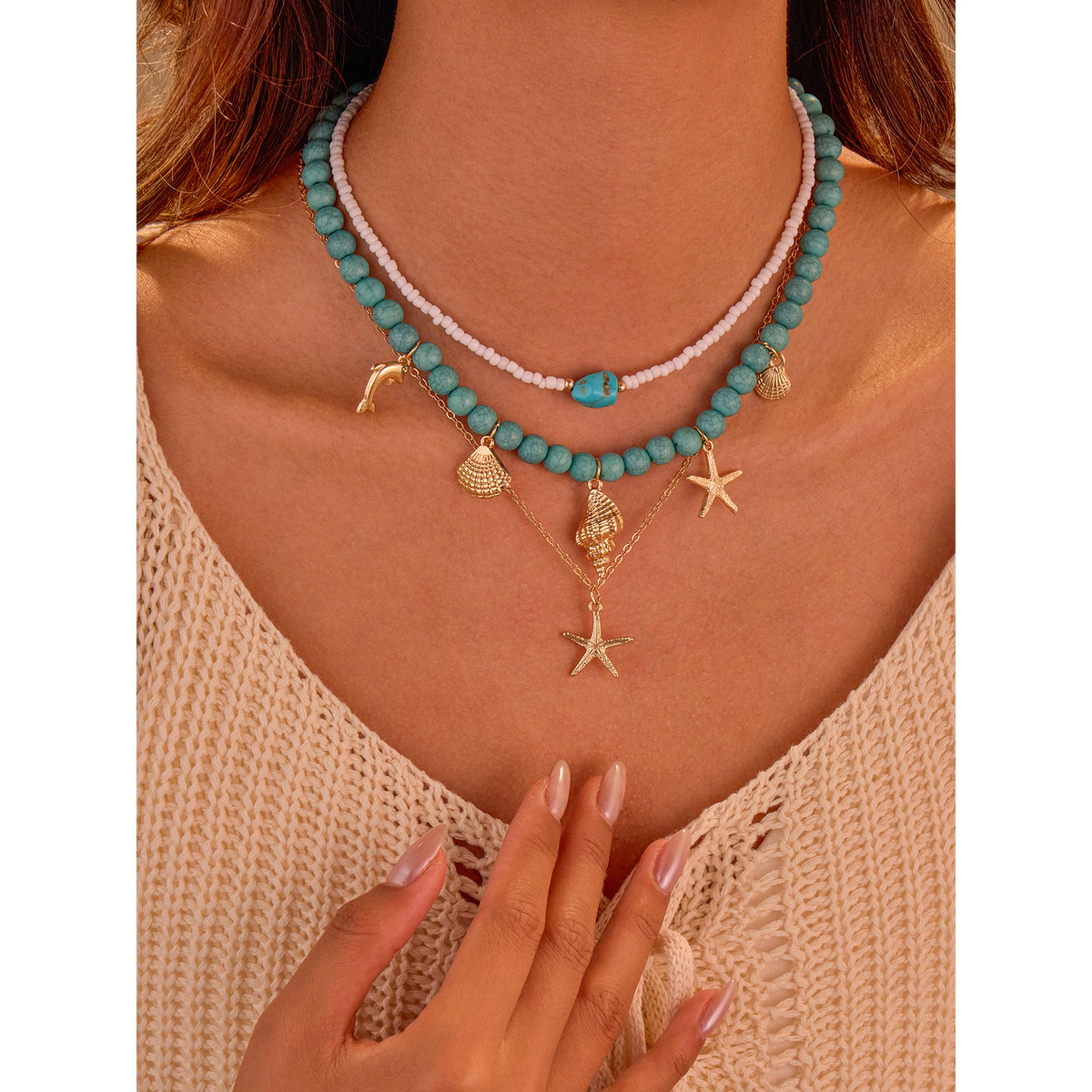 طقم 3 قطع عقود خرز بدلايات محيط-women-watchesandjewellery-jewellery-necklacesandpendants-image-2