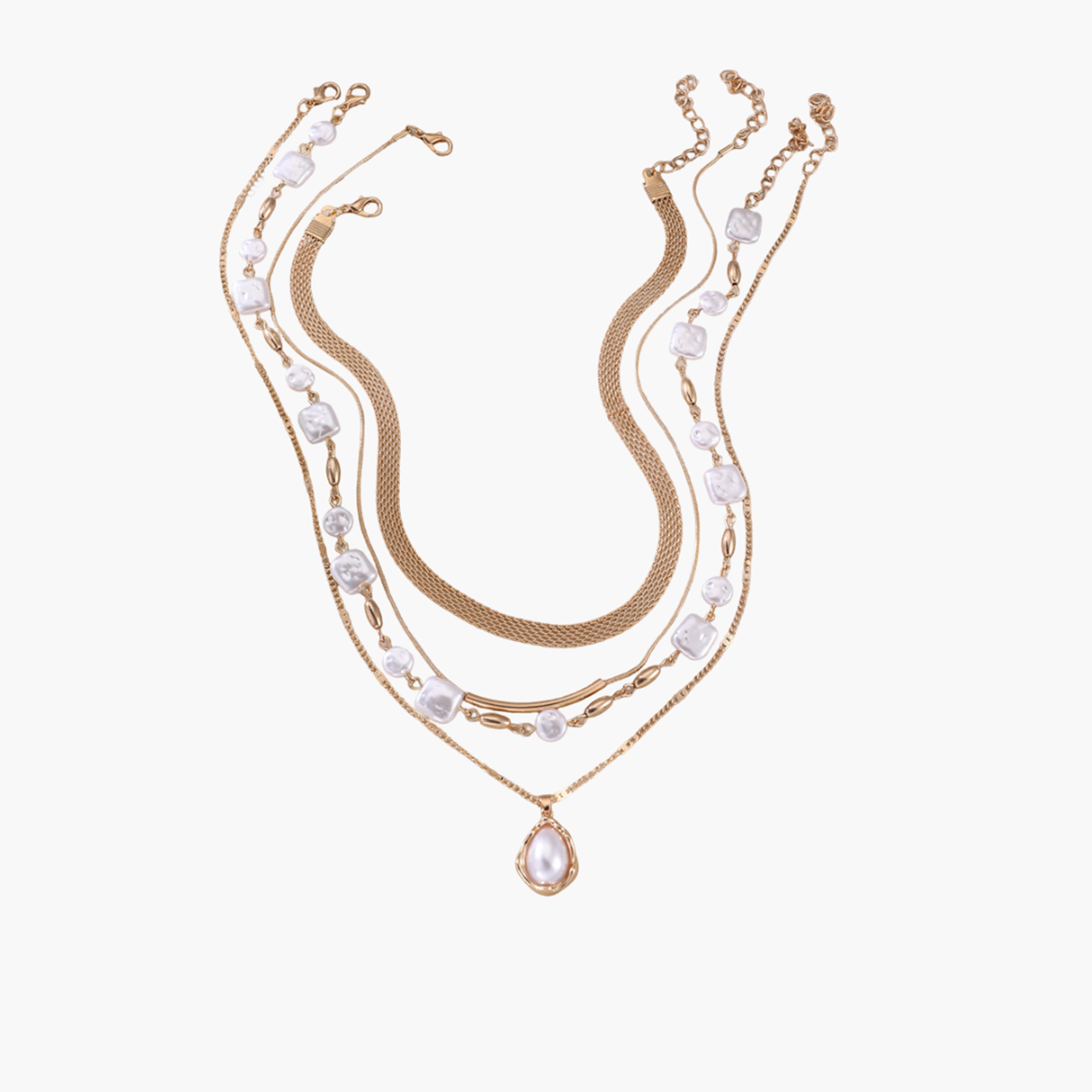 Take Two Pack of 4 - Gold Layered Faux Pearl Necklace-women-watchesandjewellery-jewellery-necklacesandpendants-image-1