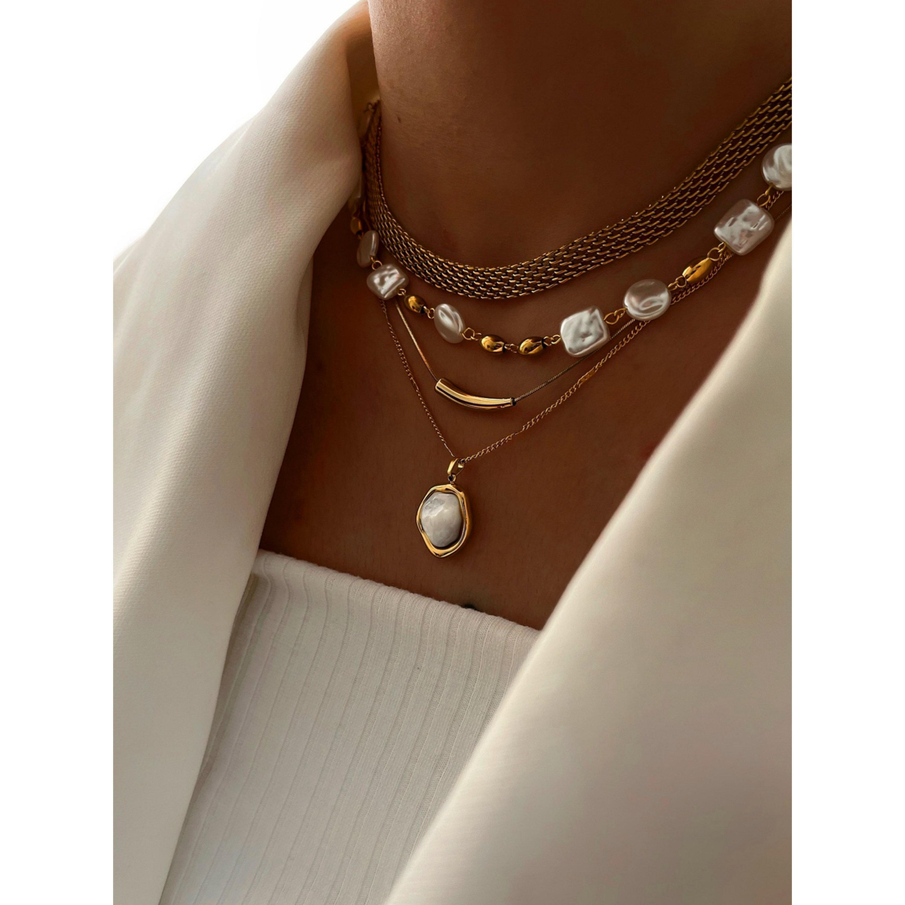 طقم 4 قطع عقود لؤلؤ صناعي متعدد الطبقات-women-watchesandjewellery-jewellery-necklacesandpendants-image-2