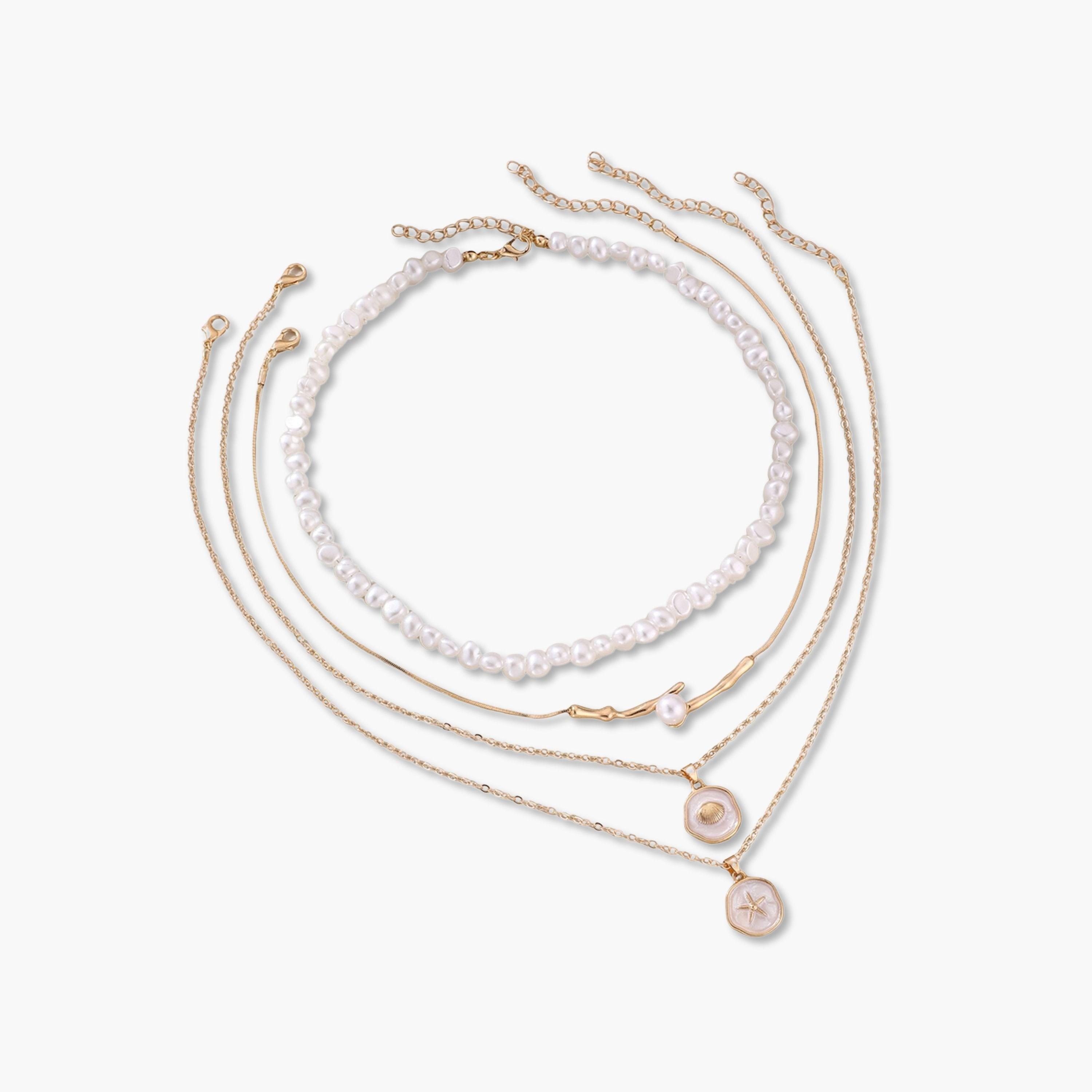 Take Two Pack of 4 - White Faux Pearl Beaded Necklace-women-watchesandjewellery-jewellery-necklacesandpendants-image-1