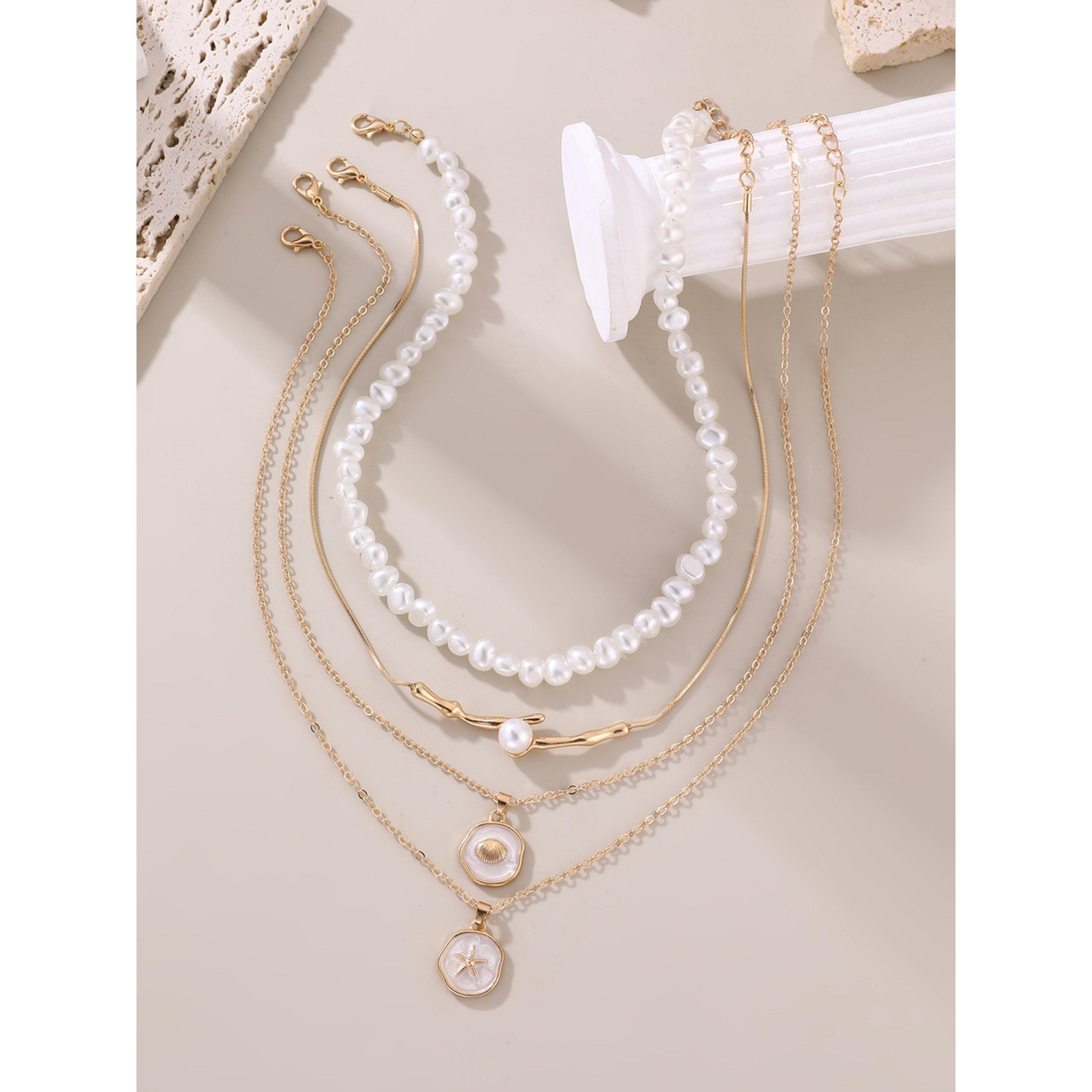 Take Two Pack of 4 - White Faux Pearl Beaded Necklace-women-watchesandjewellery-jewellery-necklacesandpendants-image-3