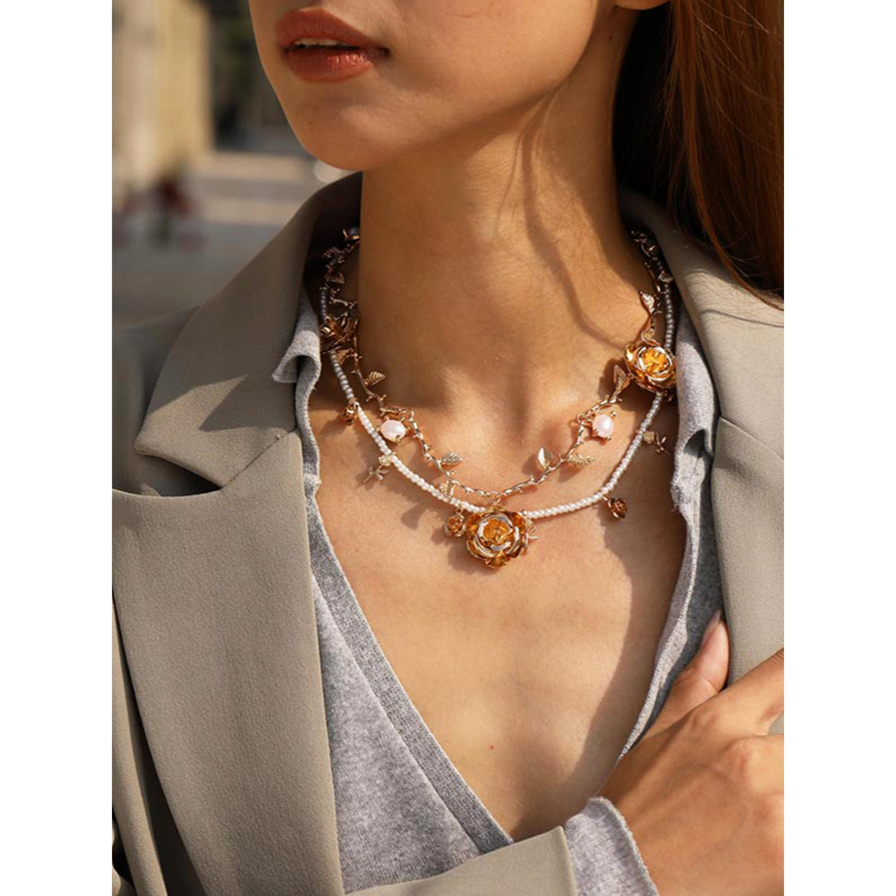 Take Two Pack of 2 - Faux Pearl Rose Pendant Necklace-women-watchesandjewellery-jewellery-necklacesandpendants-image-2