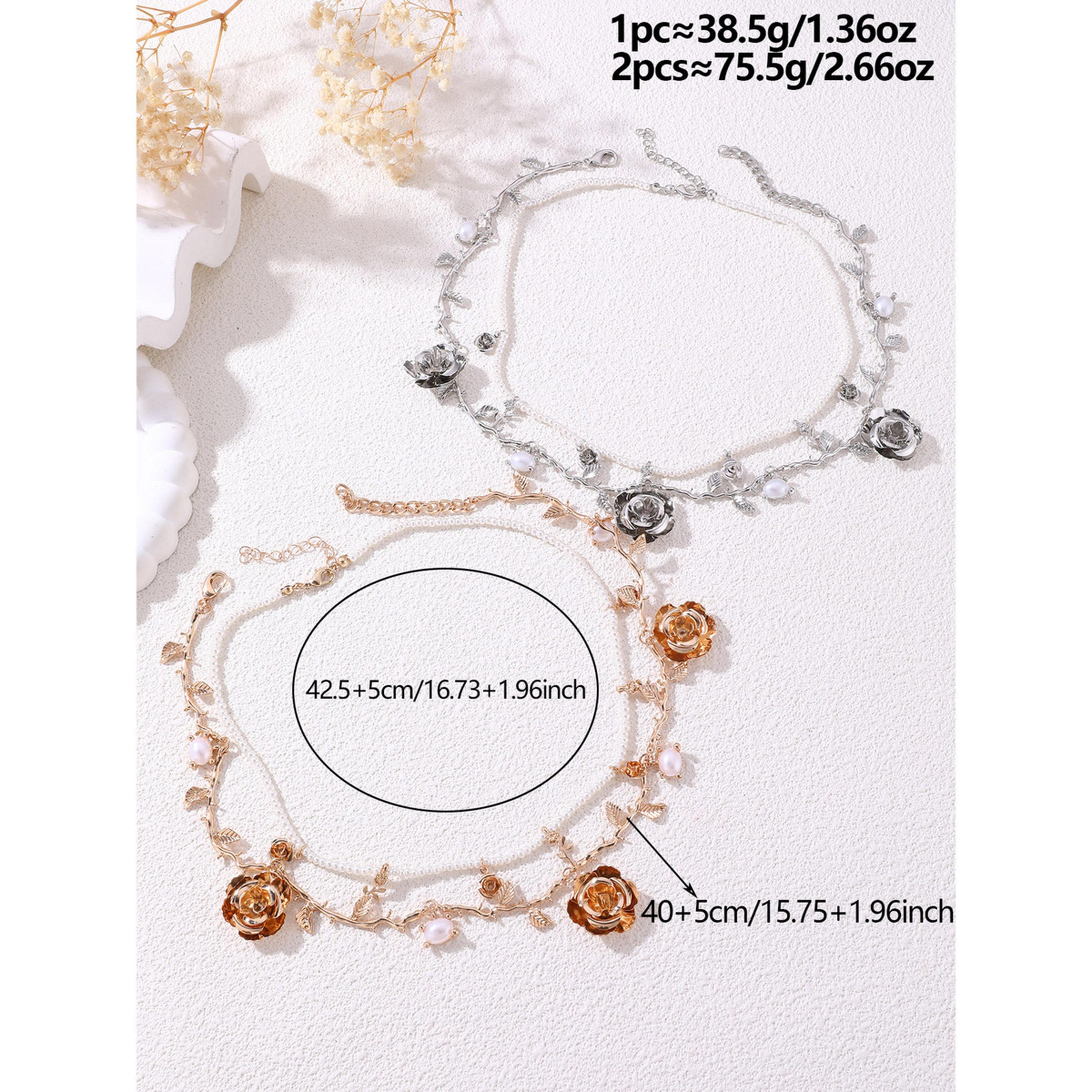 طقم قطعتين عقود لؤلؤ صناعي بدلاية وردة-women-watchesandjewellery-jewellery-necklacesandpendants-image-4