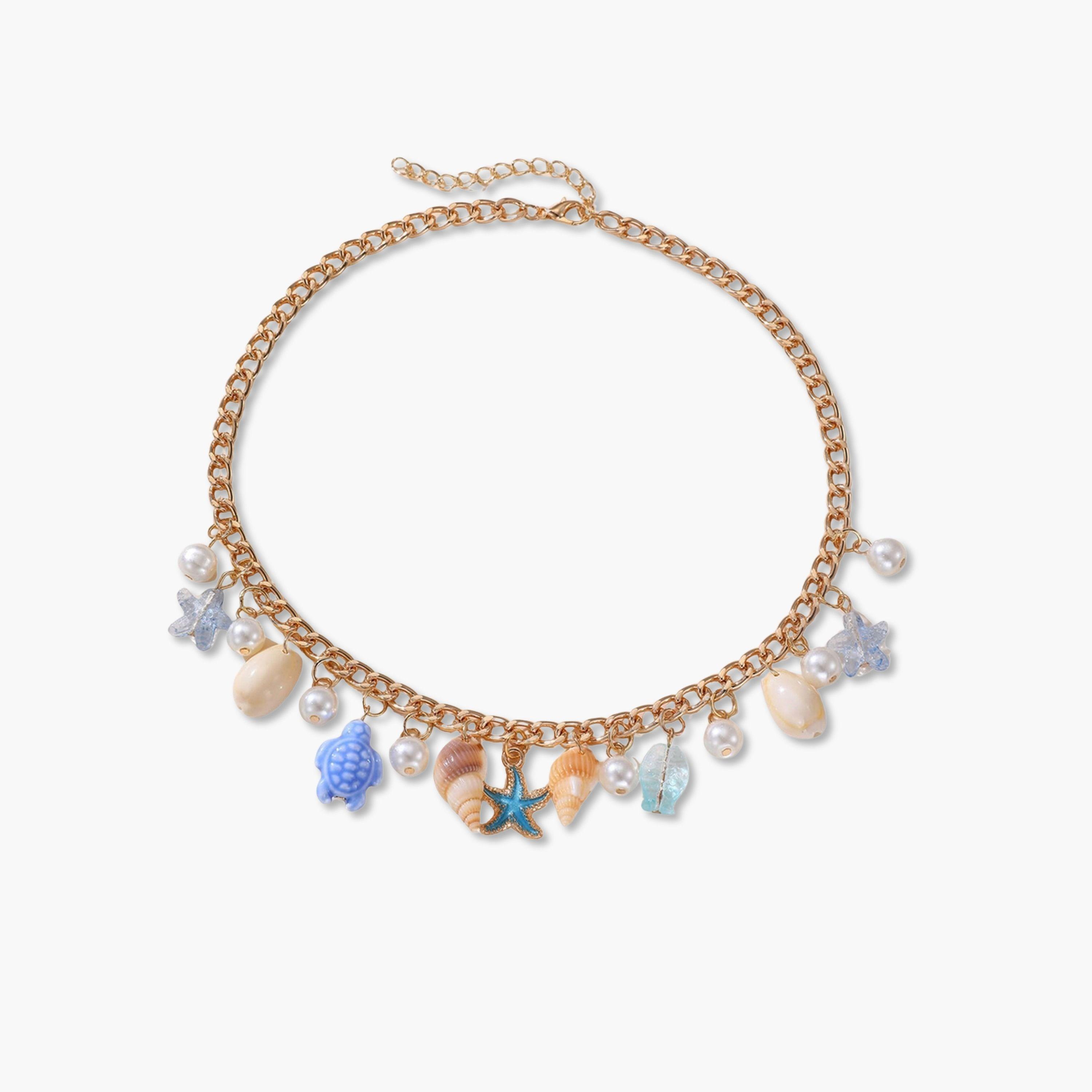 Take Two Gold Charm Pendant Necklace with Sea Life Charms-women-watchesandjewellery-jewellery-necklacesandpendants-image-1