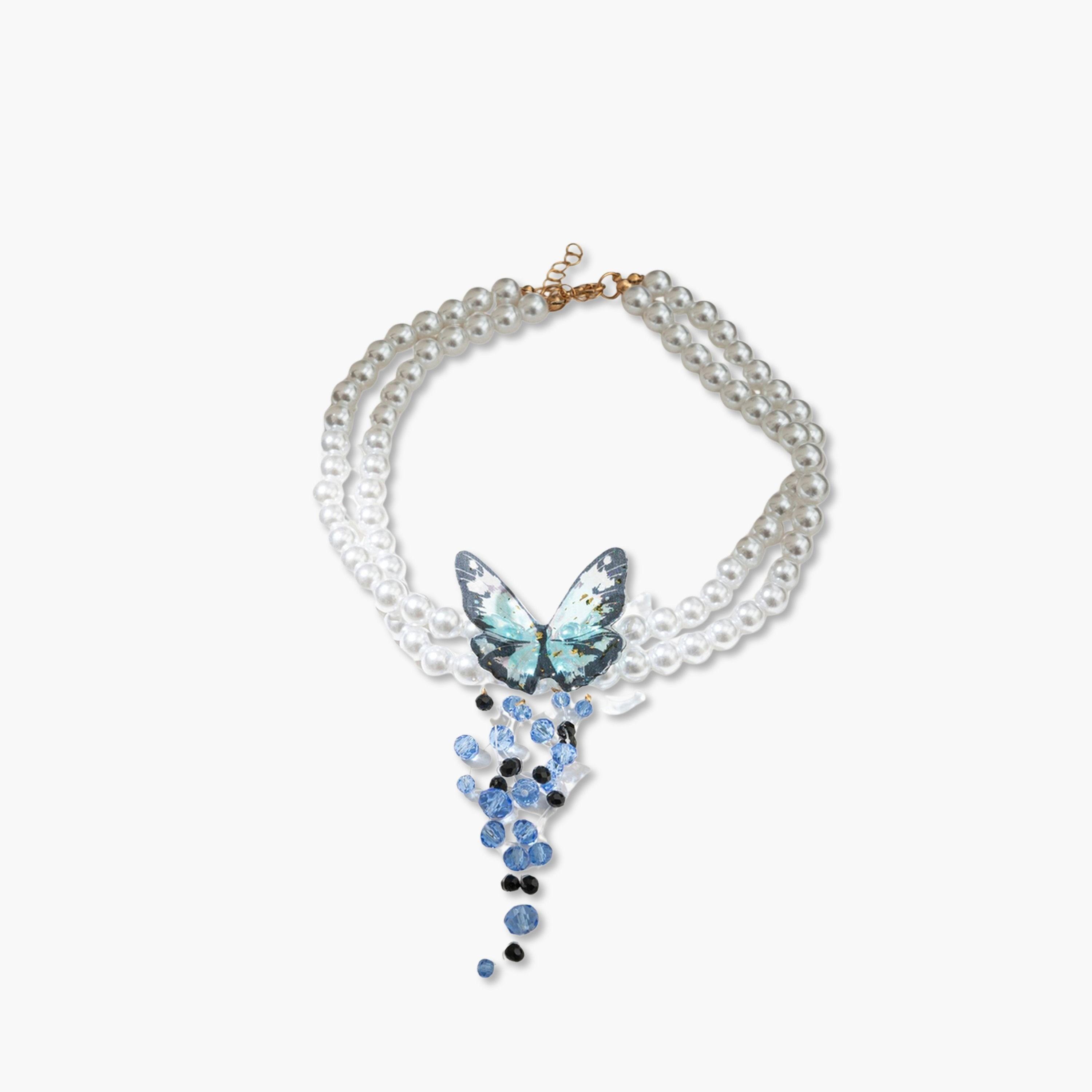 عقد شوكر لؤلؤ بدلاية فراشة-women-watchesandjewellery-jewellery-necklacesandpendants-image-1