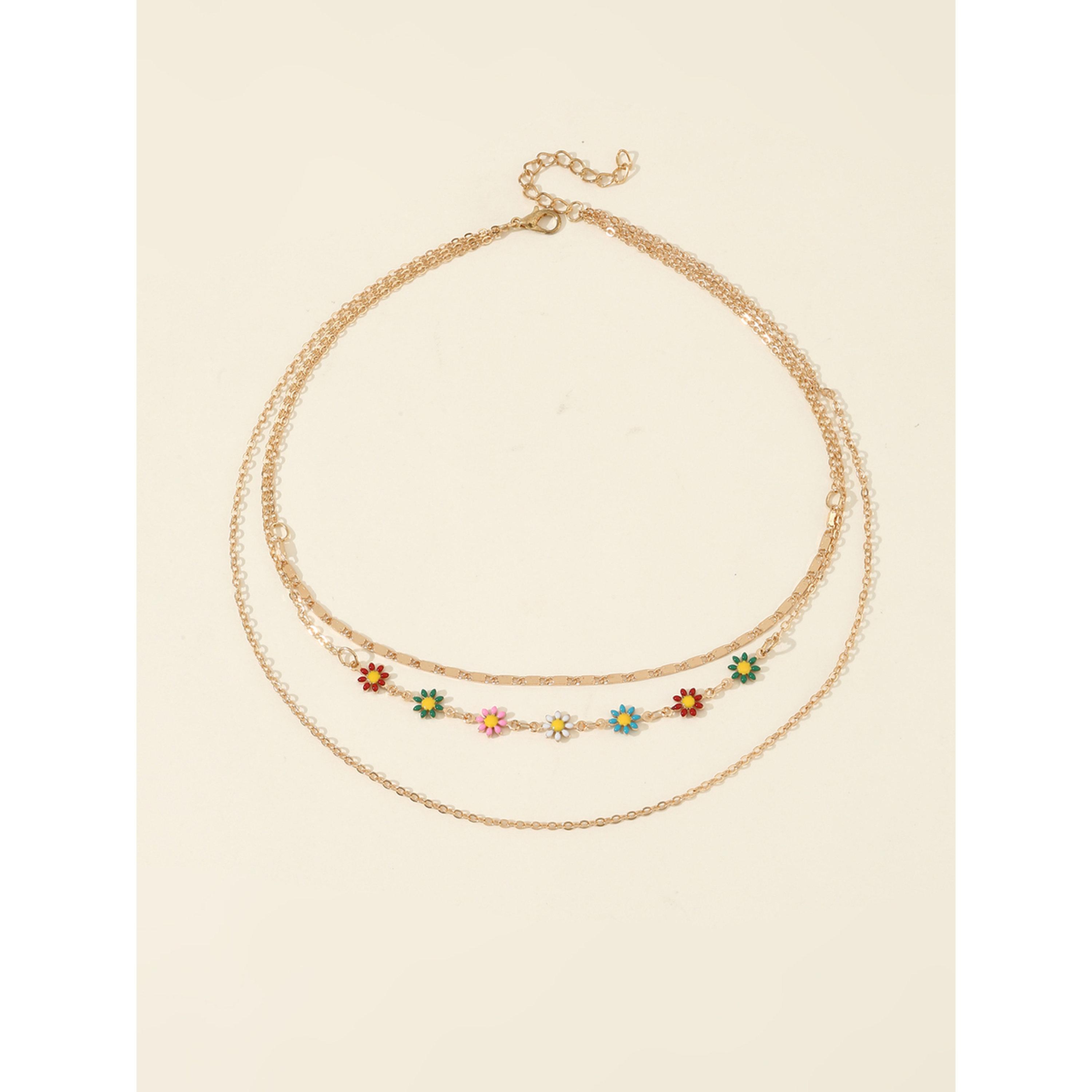 عقد متعدد الطبقات بدلايات زهور ملونة-women-watchesandjewellery-jewellery-necklacesandpendants-image-1