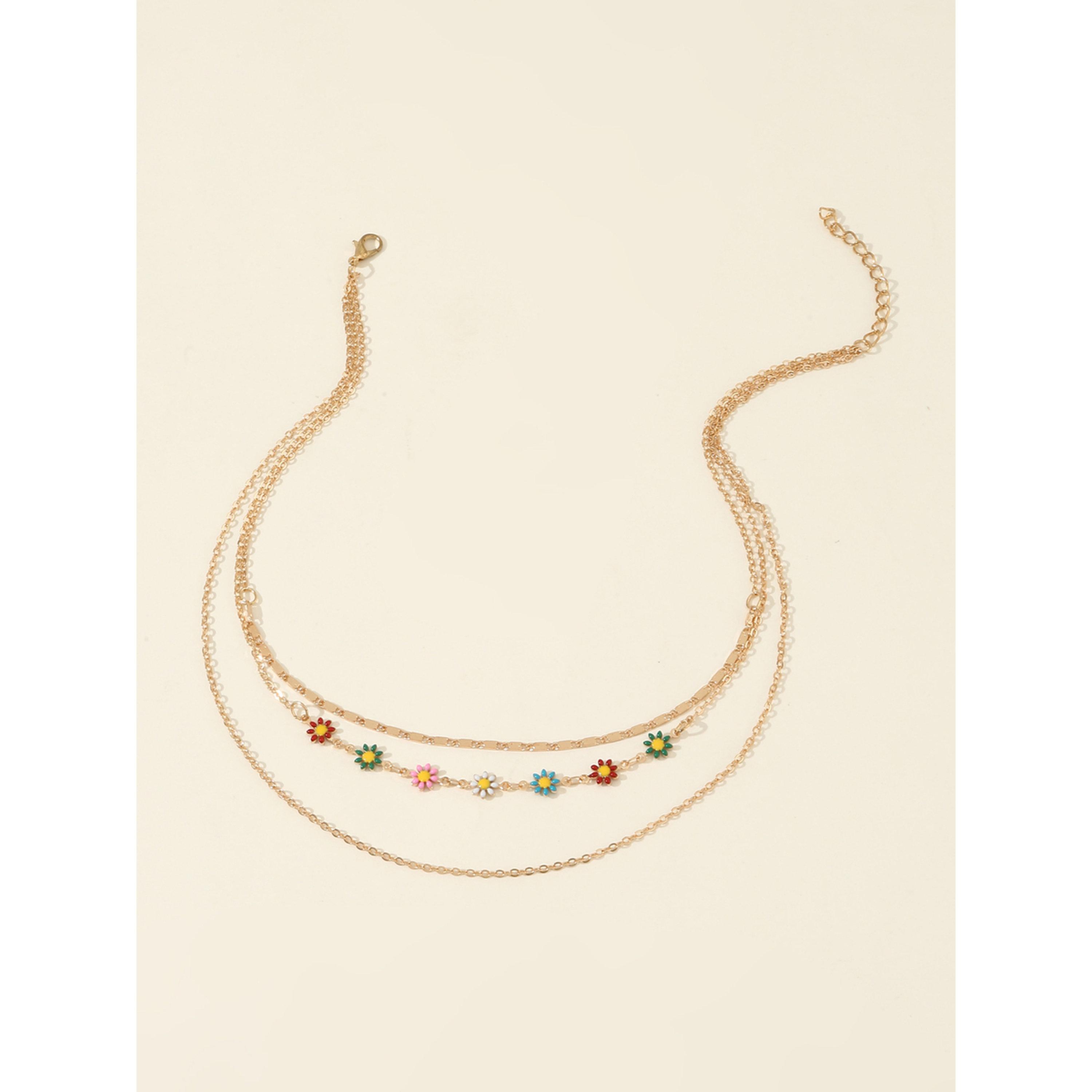 عقد متعدد الطبقات بدلايات زهور ملونة-women-watchesandjewellery-jewellery-necklacesandpendants-image-3