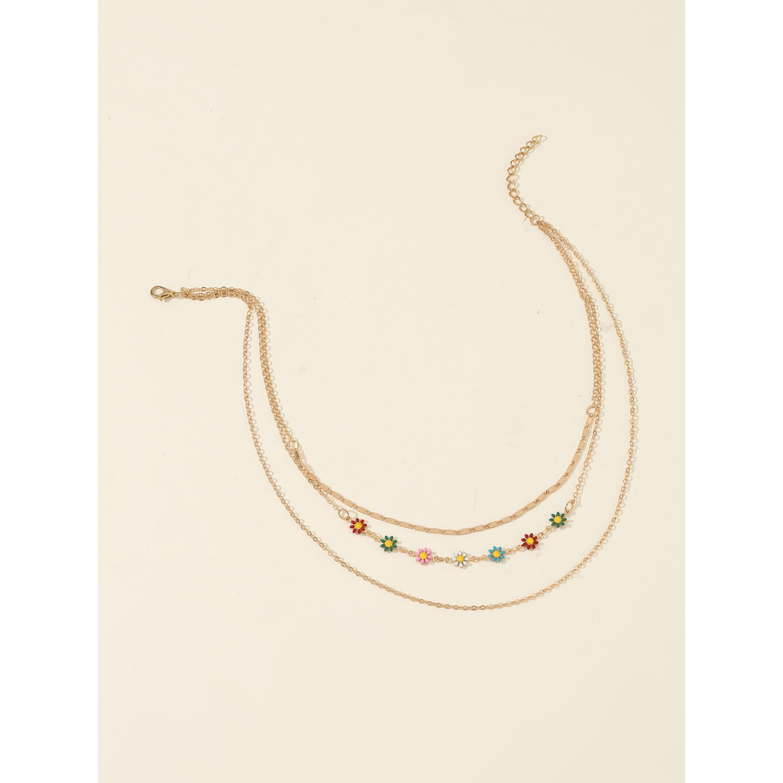 Take Two Gold Layered Necklace with Colorful Daisy Charms-women-watchesandjewellery-jewellery-necklacesandpendants-image-4