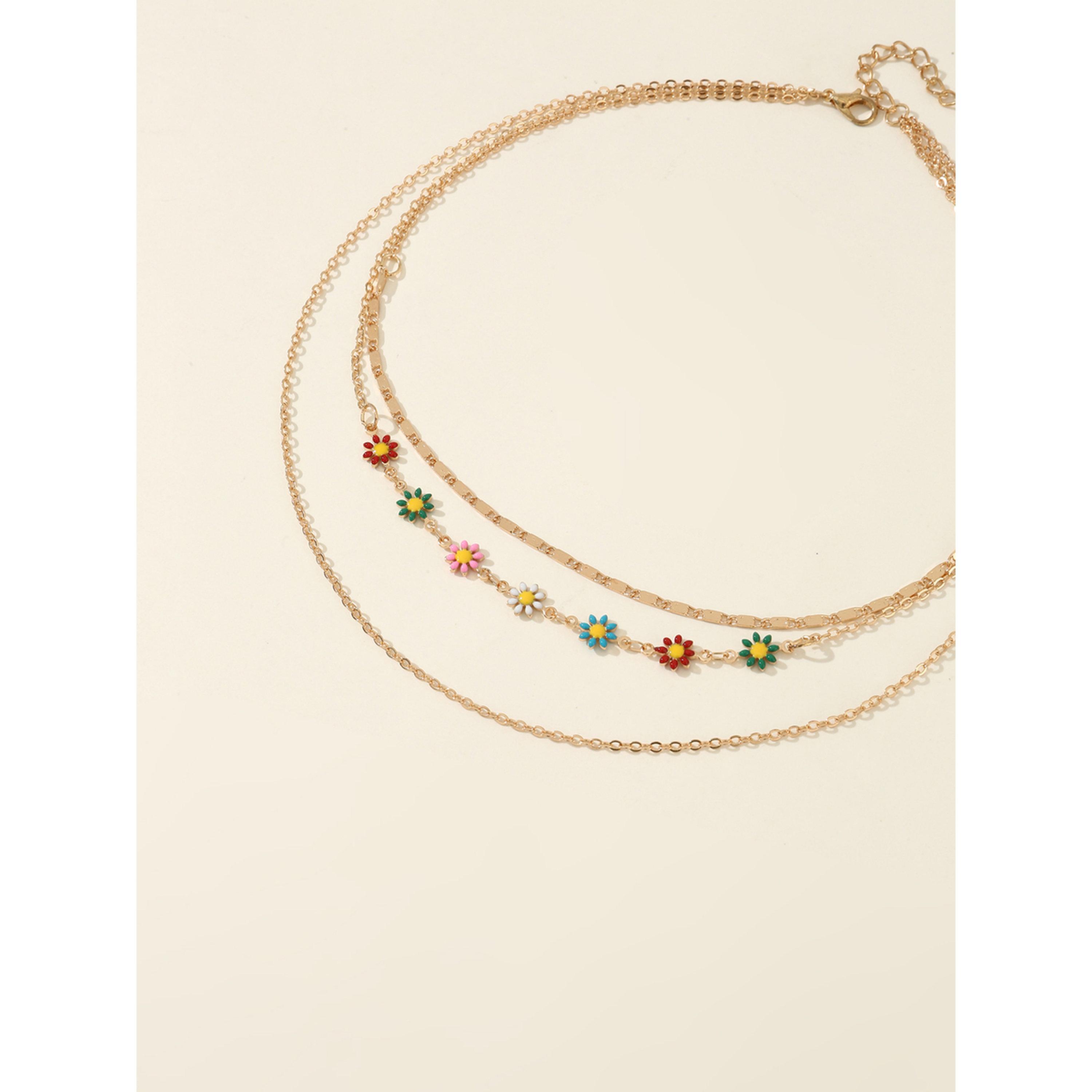 Take Two Gold Layered Necklace with Colorful Daisy Charms-women-watchesandjewellery-jewellery-necklacesandpendants-image-6
