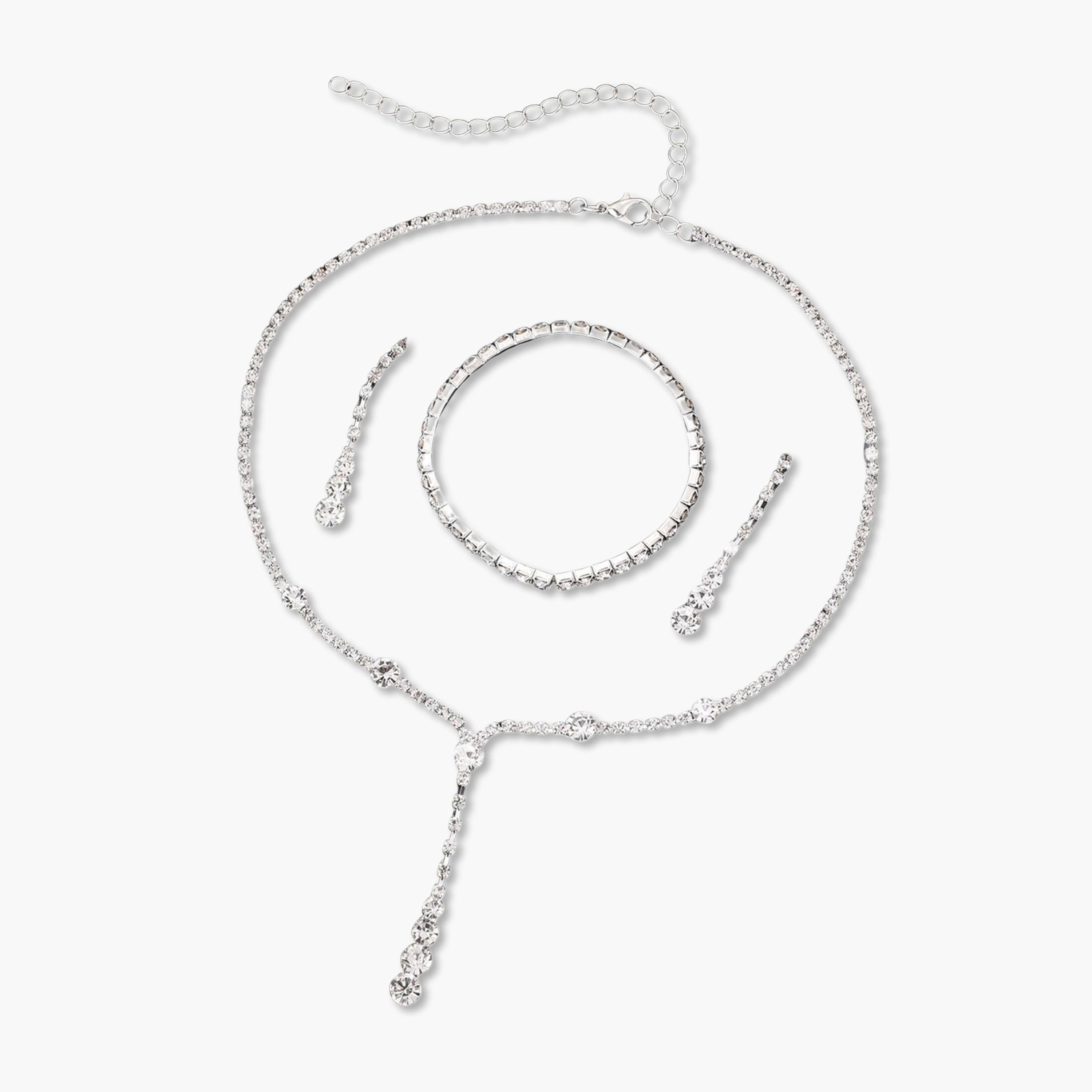 طقم 3 قطع عقد كريستال وسوار وأقراط-women-watchesandjewellery-jewellery-jewellerysets-image-1