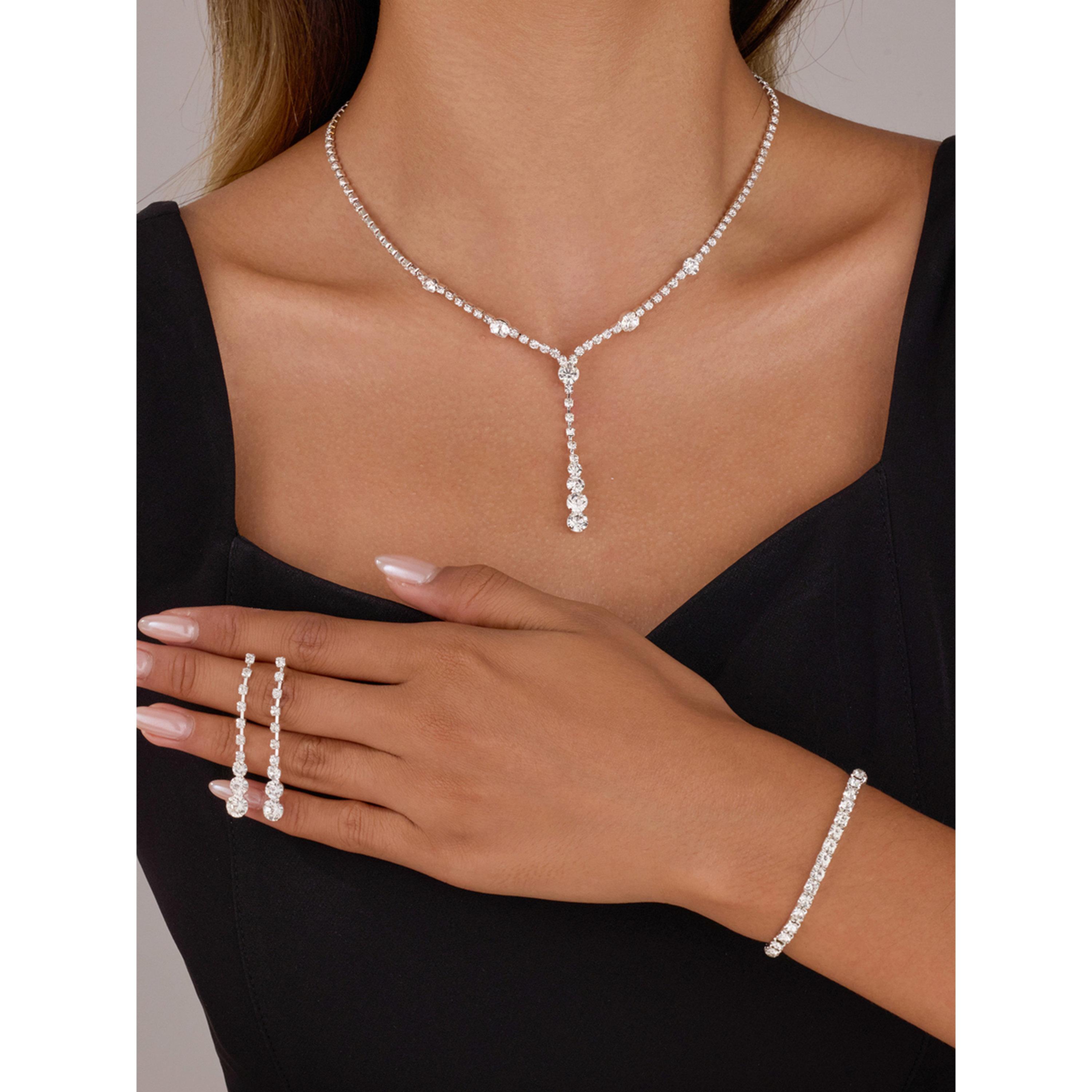 Take Two Pack of 3 - Silver Crystal Necklace with Bracelet and Earrings-women-watchesandjewellery-jewellery-jewellerysets-image-4