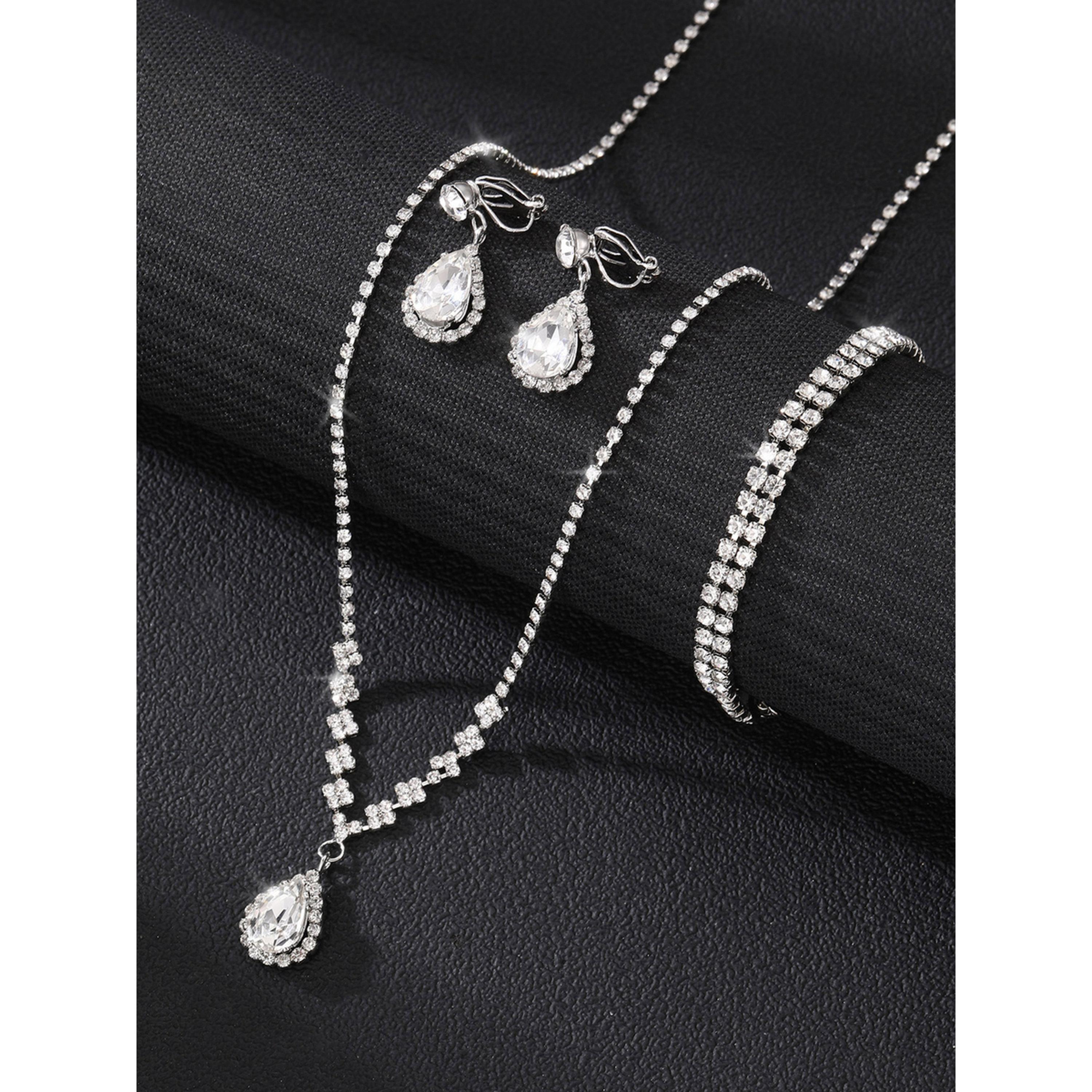 Take Two Pack of 3 - Silver Crystal Necklace with Bracelet and Earrings-women-watchesandjewellery-jewellery-jewellerysets-image-5