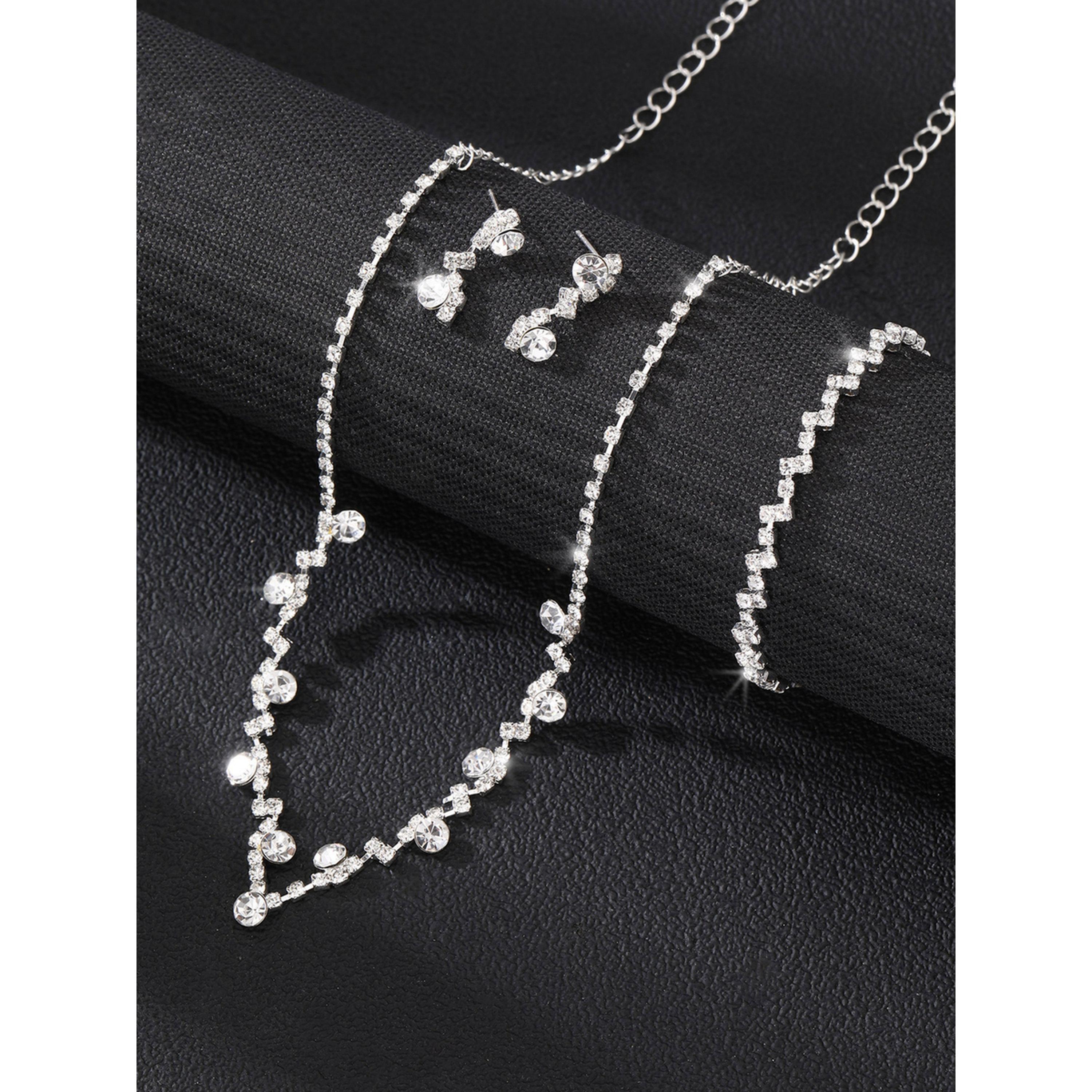 Take Two Pack of 3 - Silver Embellished Necklace and Bracelet with Earrings-women-watchesandjewellery-jewellery-jewellerysets-image-5