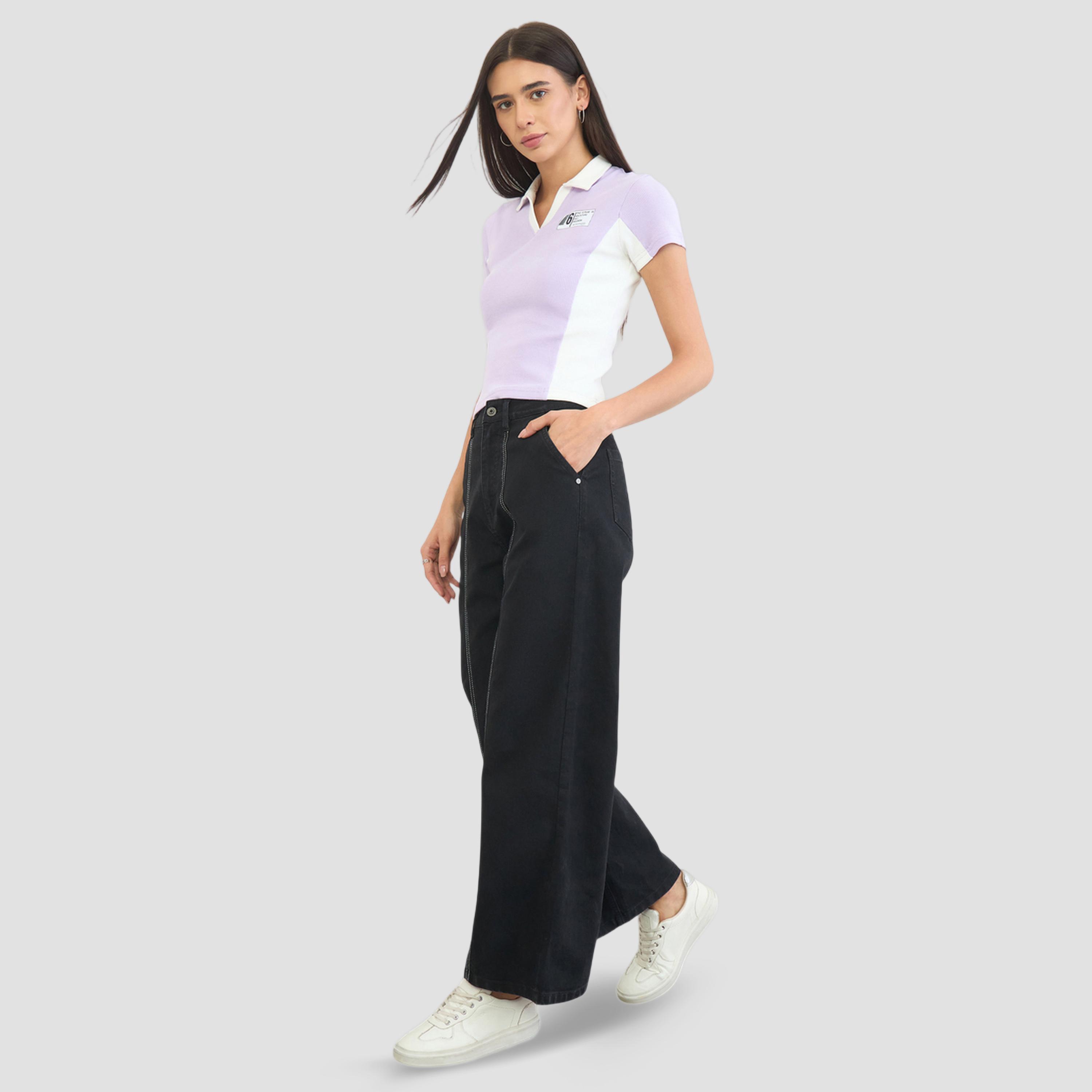 Styli Lilac Ribbed Crop Polo Top-women-clothing-tshirts-image-2