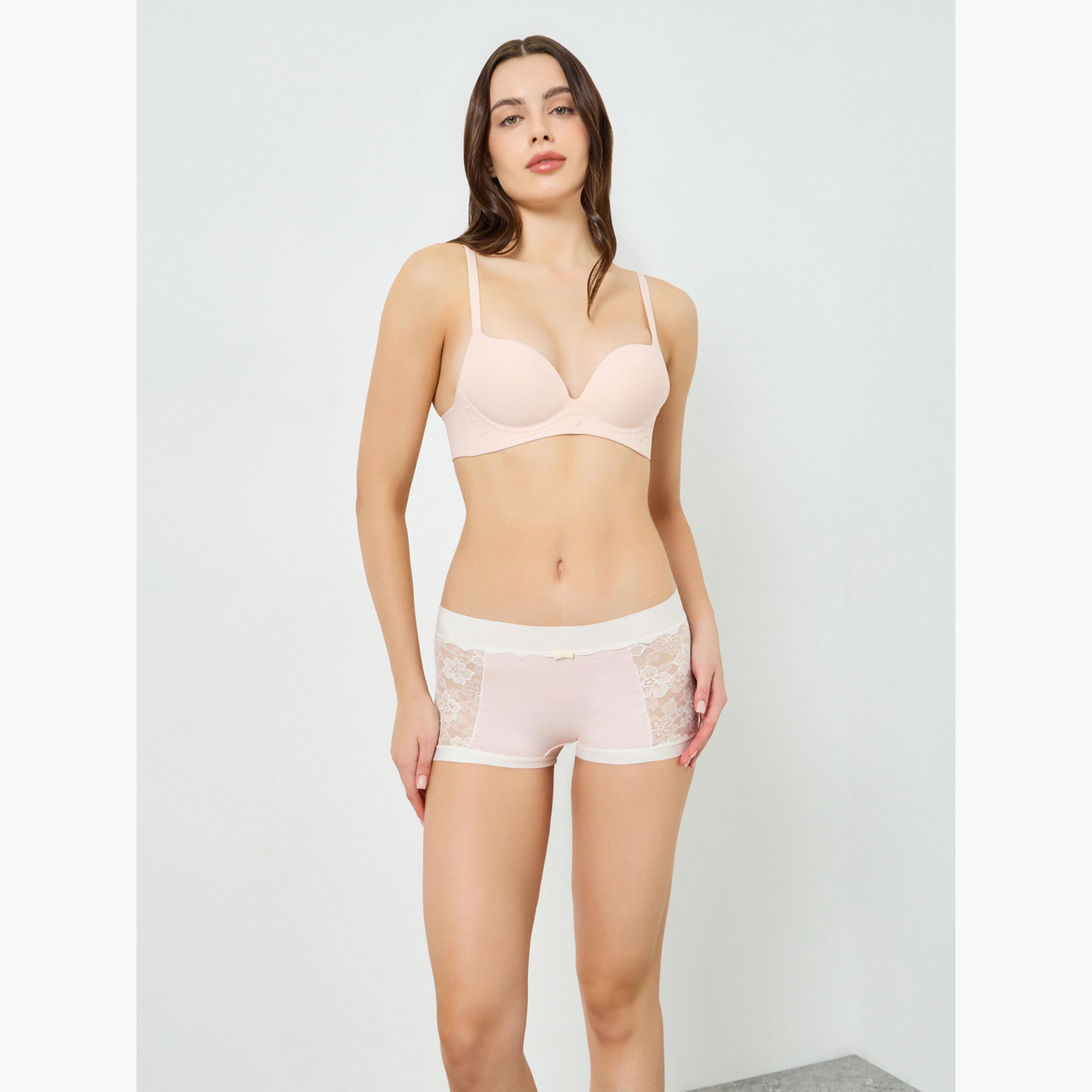 Styli Pack of 4 - Cotton Elastane Full Briefs with Lace Panel-women-clothing-lingerie-panties-image-2