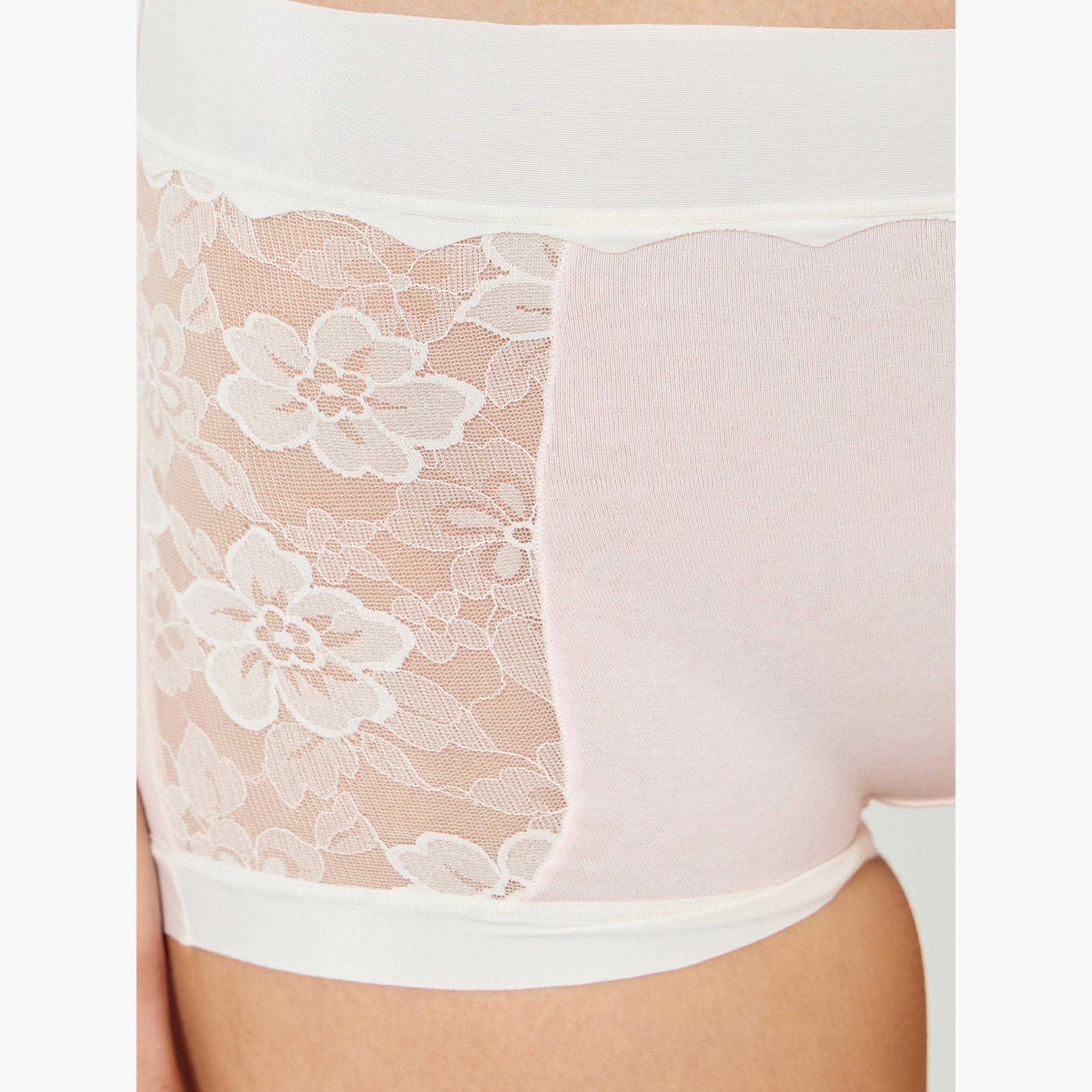 Styli Pack of 4 - Cotton Elastane Full Briefs with Lace Panel-women-clothing-lingerie-panties-image-4