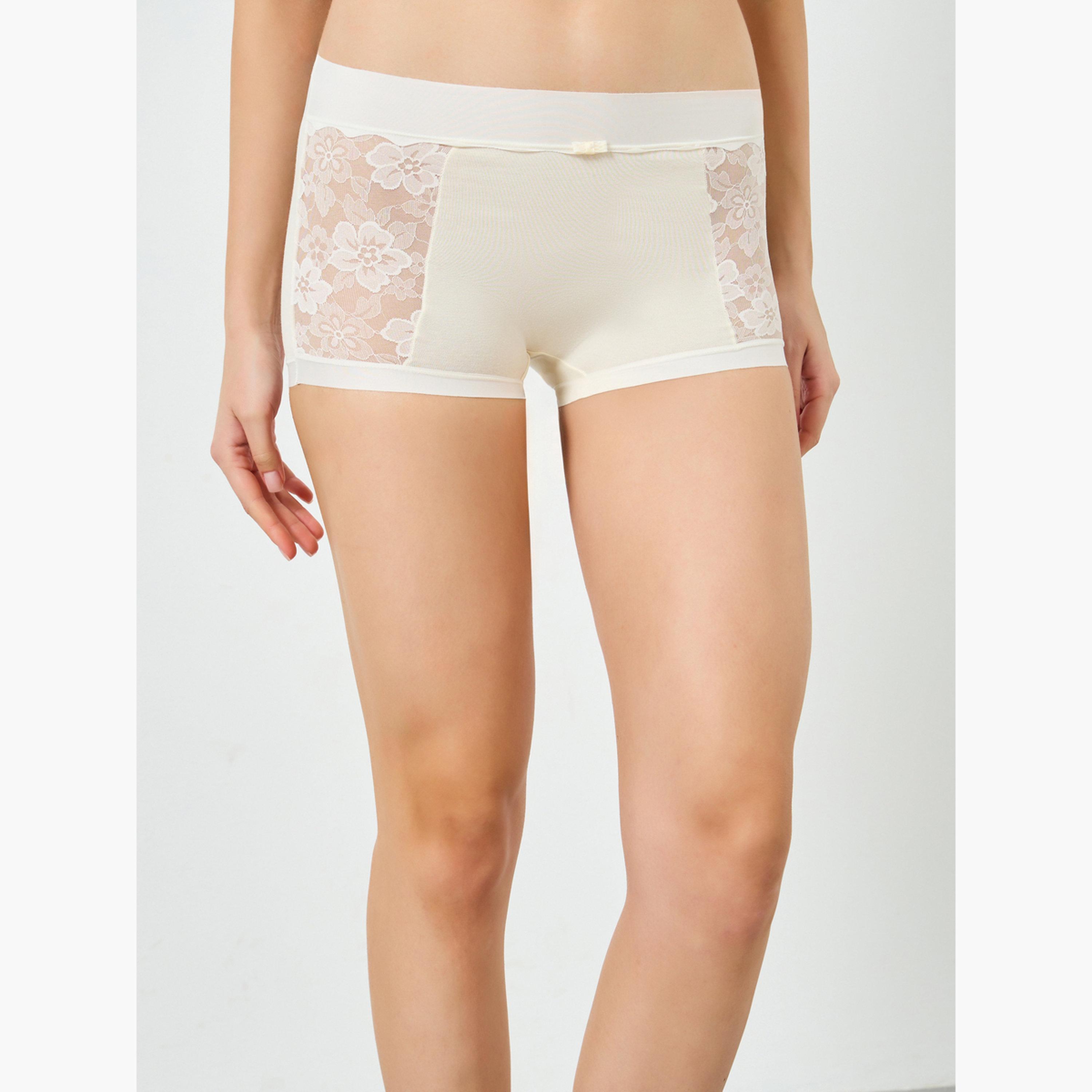 Styli Pack of 4 - Cotton Elastane Full Briefs with Lace Panel-women-clothing-lingerie-panties-image-5