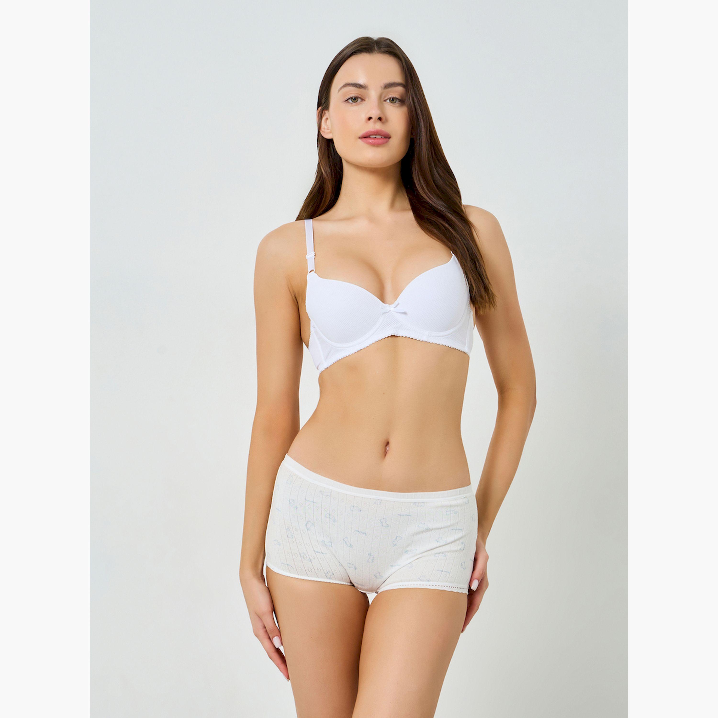 طقم من 4 سراويل داخلية قطنية مطبوعة بوي شورت-women-clothing-lingerie-panties-image-3