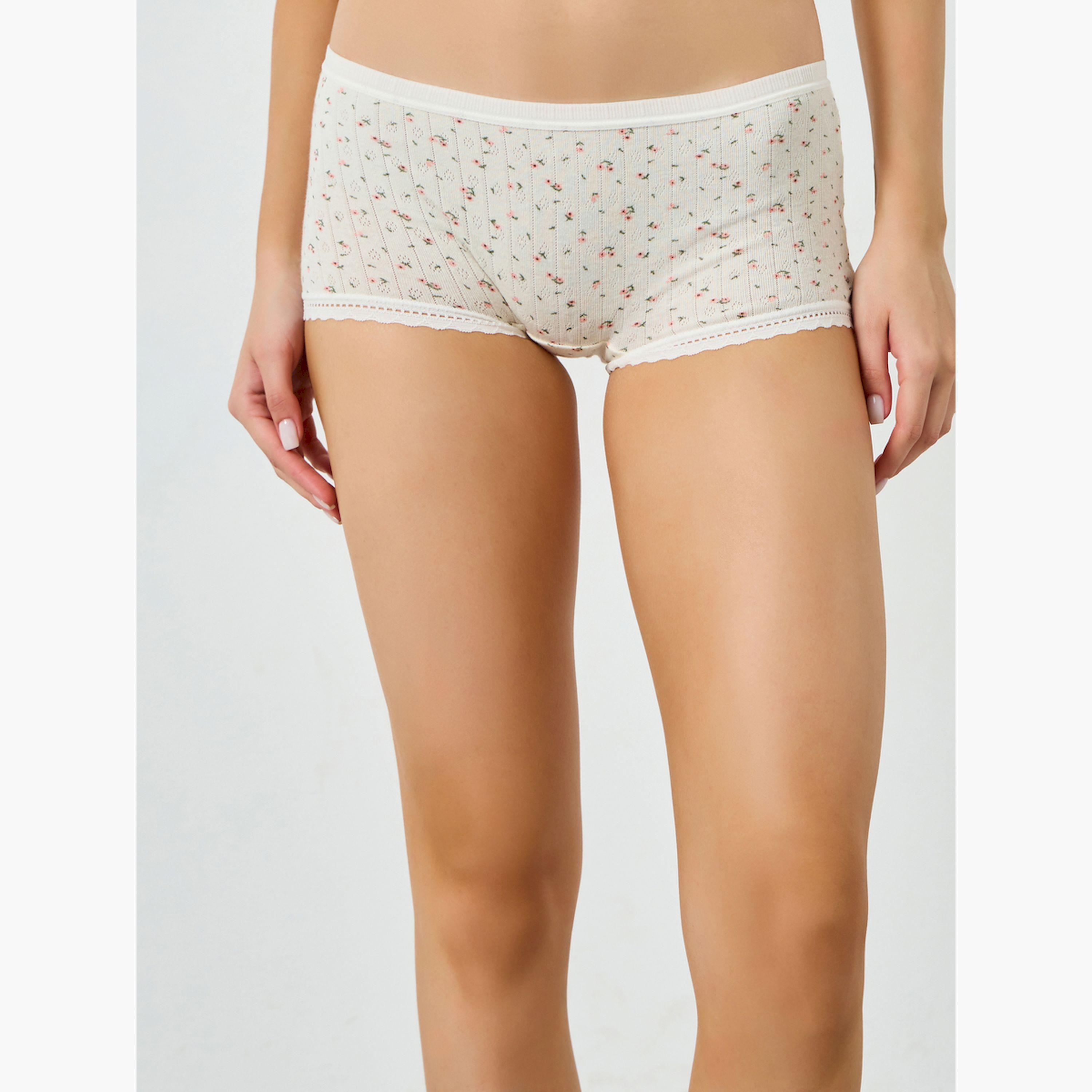 Styli Pack of 4 - Cotton Elastane Printed Boyshort Briefs-women-clothing-lingerie-panties-image-4