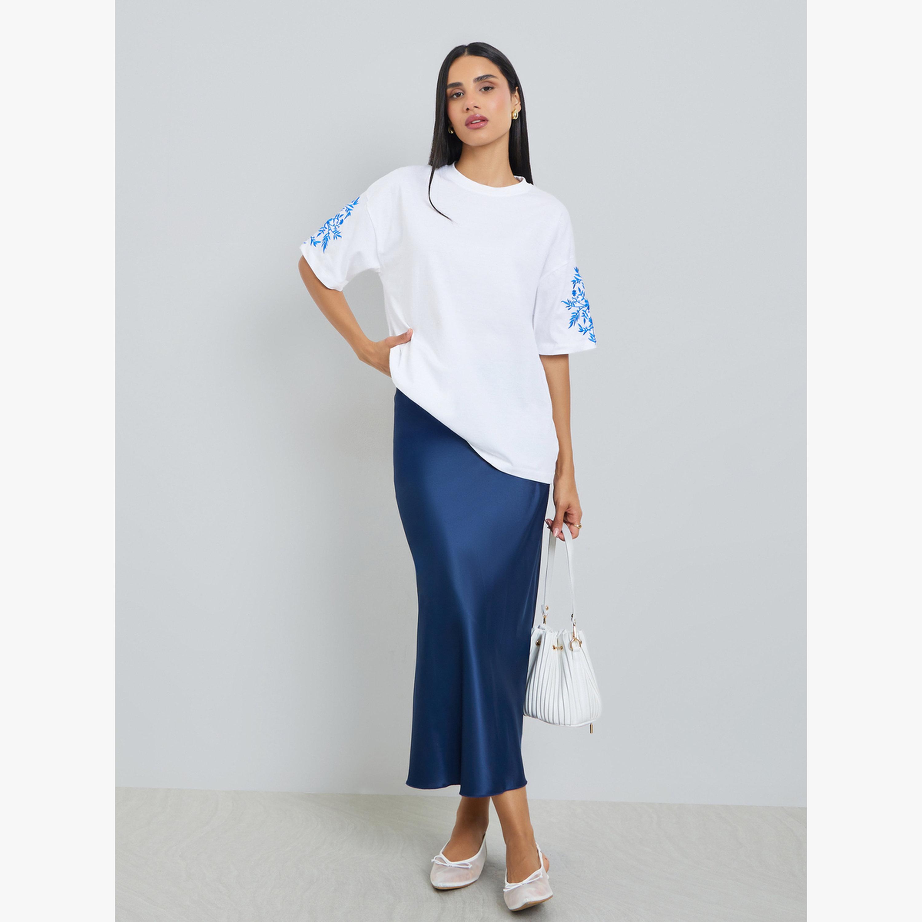 تيشيرت فضفاض قطن بأكمام مطرزة-women-clothing-tshirts-image-2