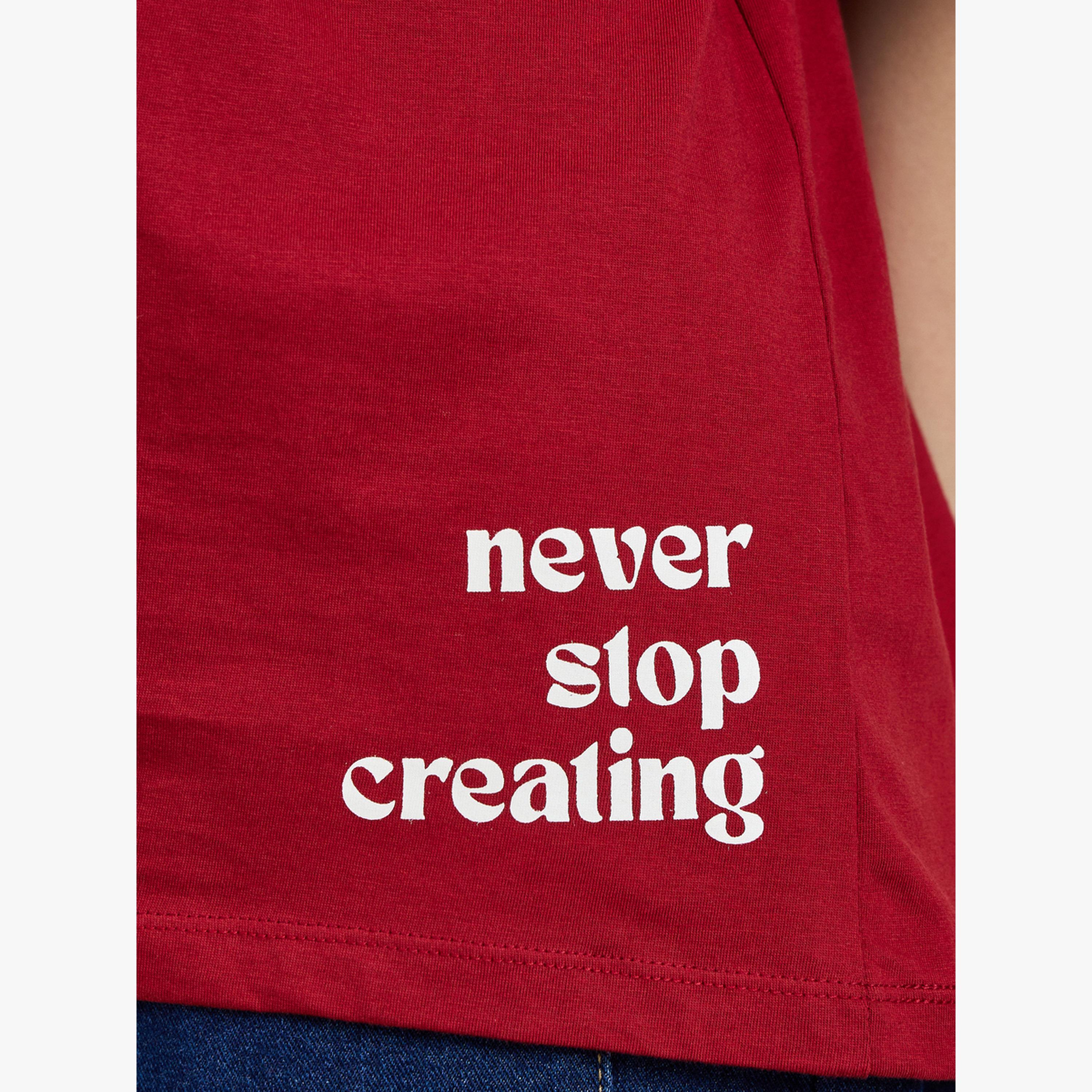 Styli Red Slogan Oversized Dropped Shoulder T-Shirt-women-clothing-tshirts-image-5
