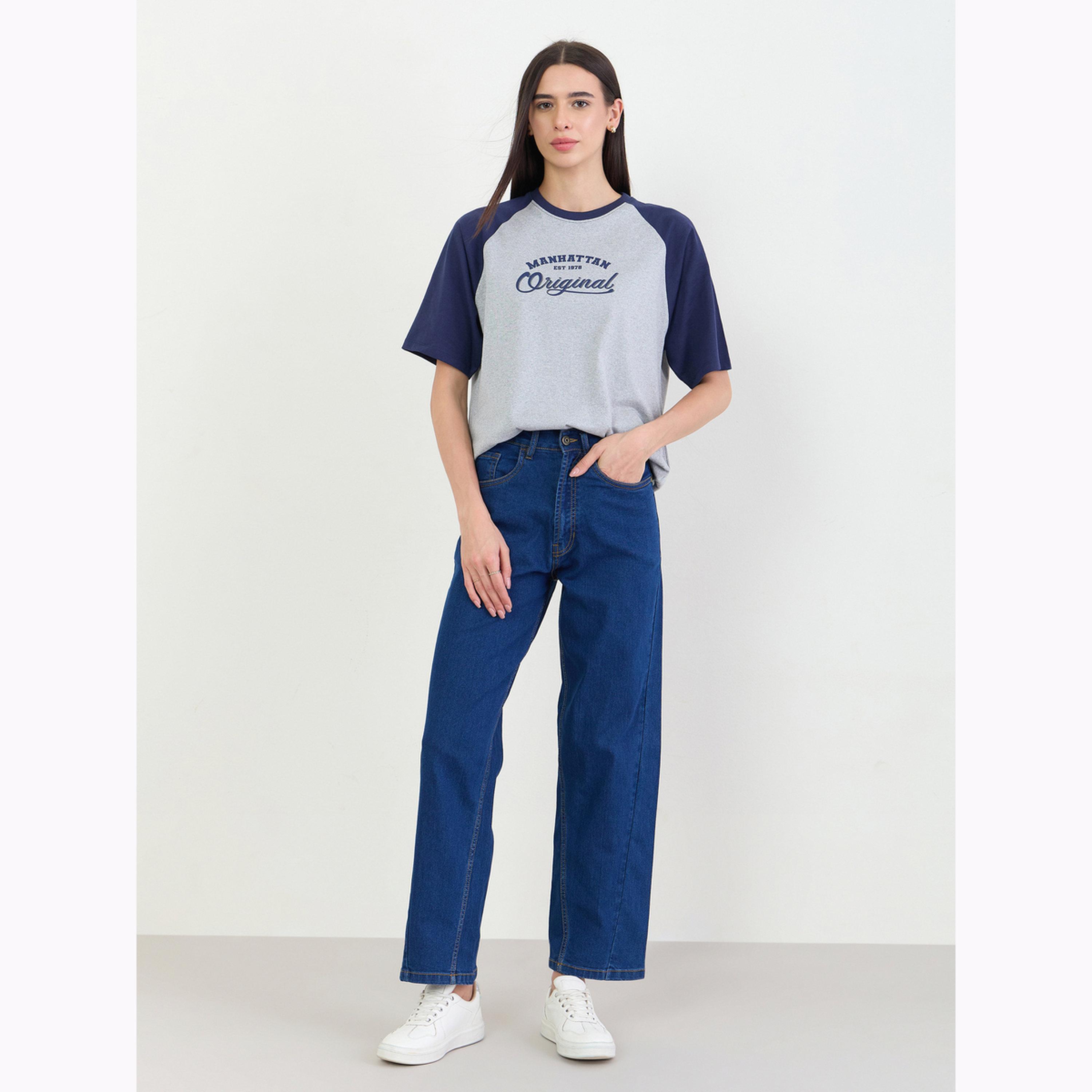 Styli Grey Oversized Slogan Printed T-Shirt-women-clothing-tshirts-image-2