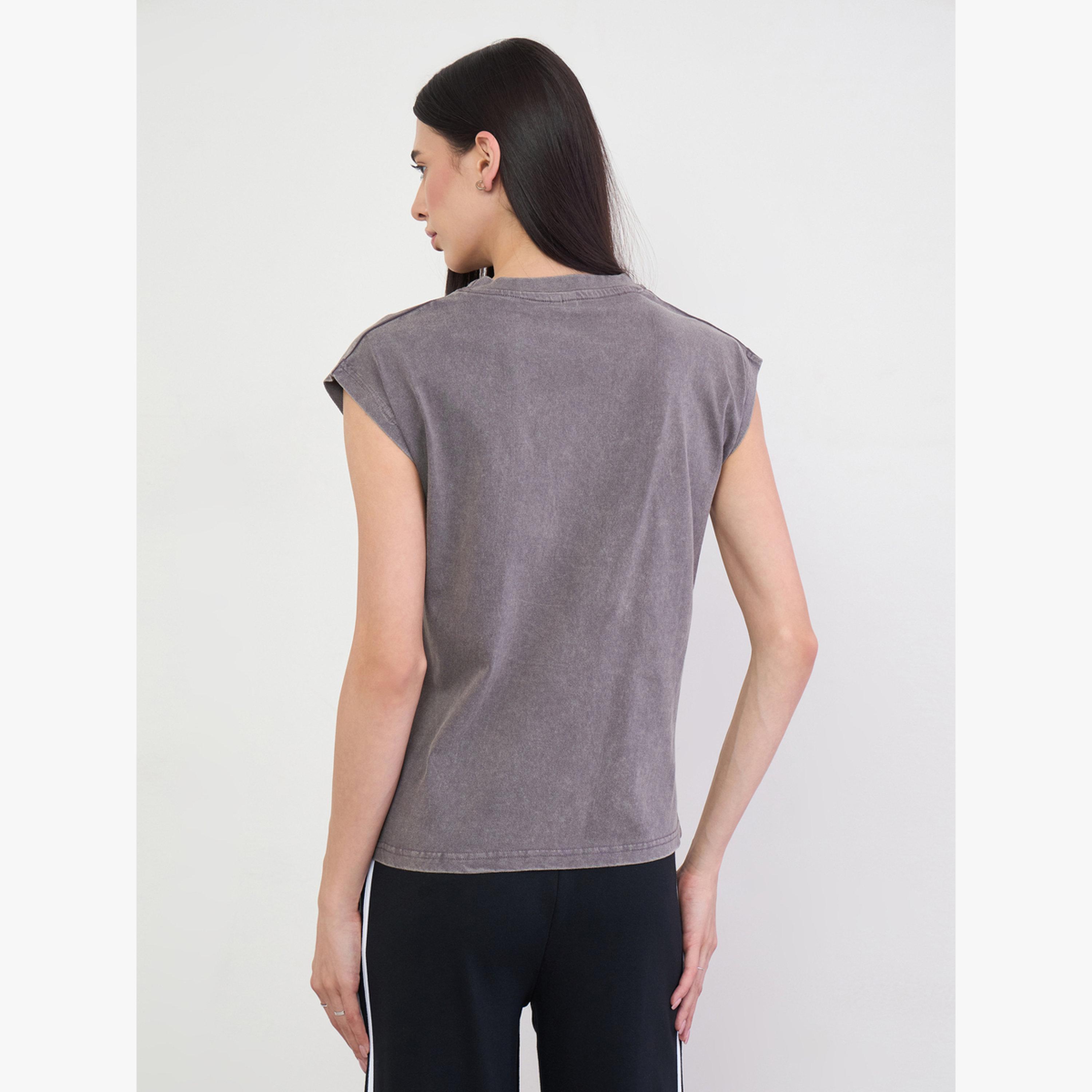 Styli Grey 100% Cotton Acid Wash T-Shirt-women-clothing-tshirts-image-4