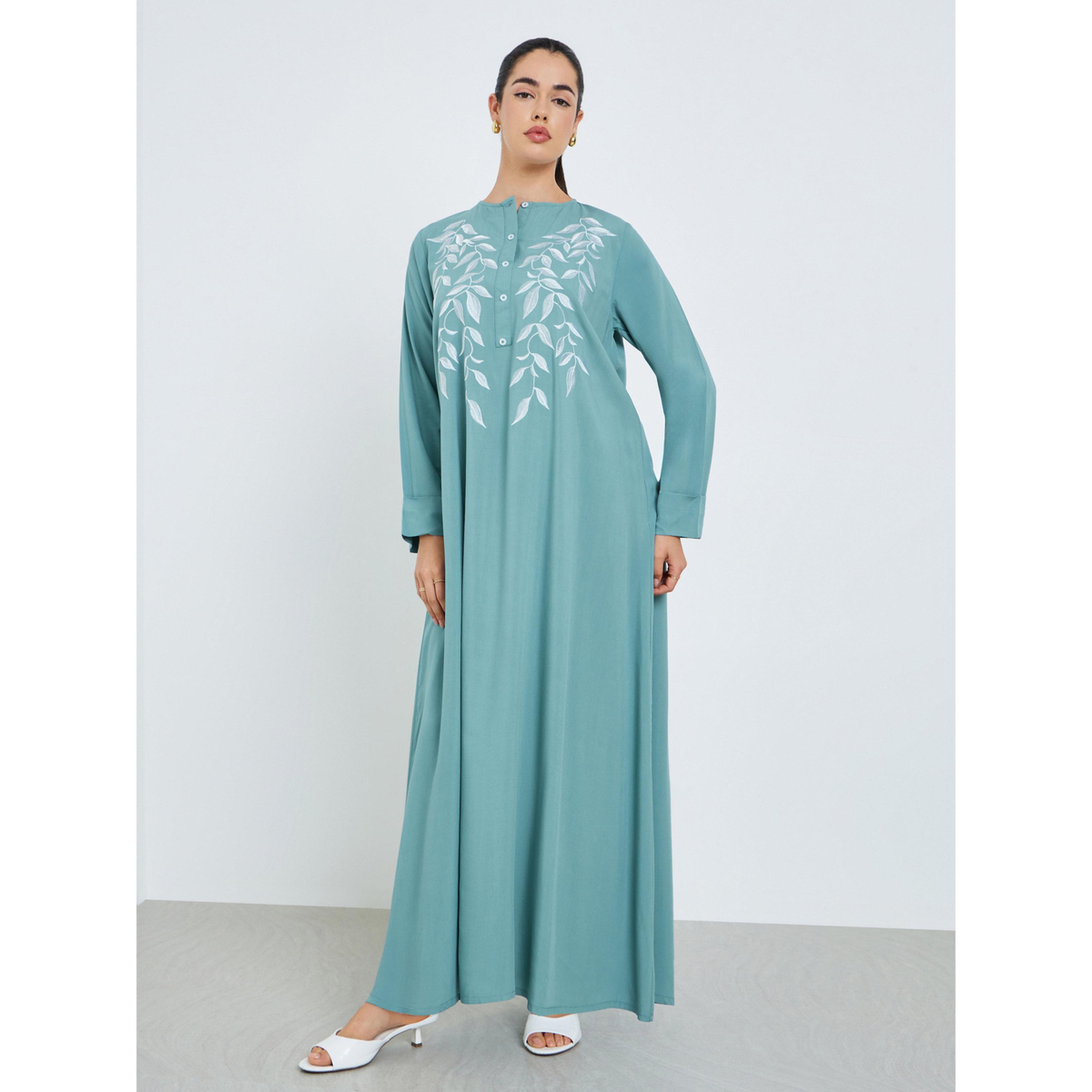 جلابية مطرزة بحافة واسعة للنساء-women-arabicclothing-jalabiyas-image-1