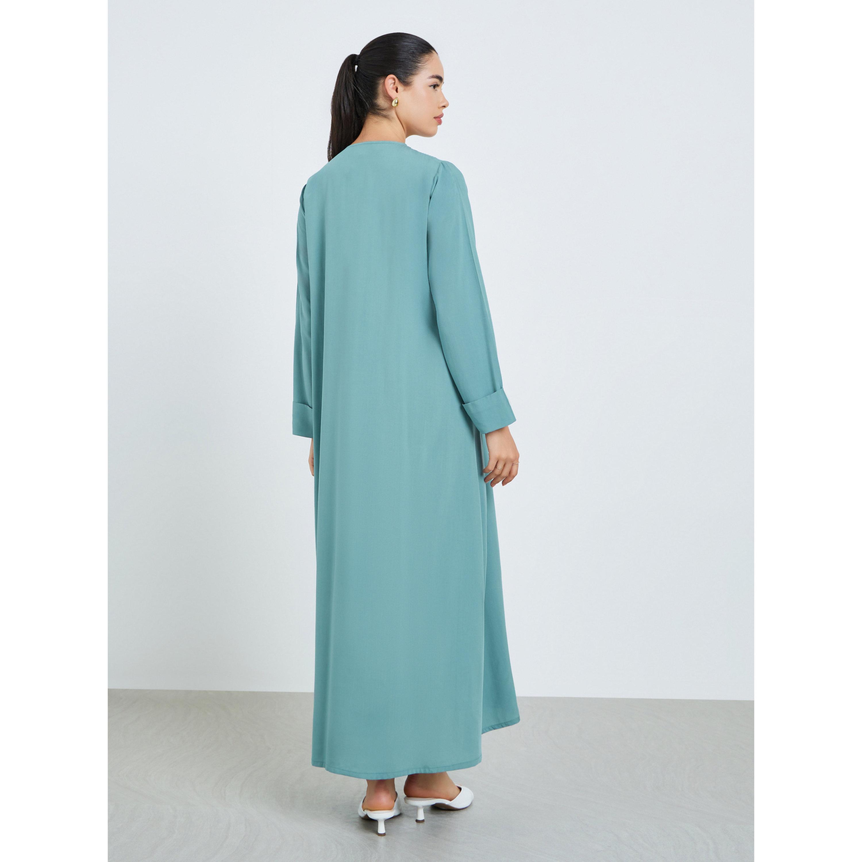 Styli Women Blue Embroidered A-Line Jalabiya-women-arabicclothing-jalabiyas-image-5