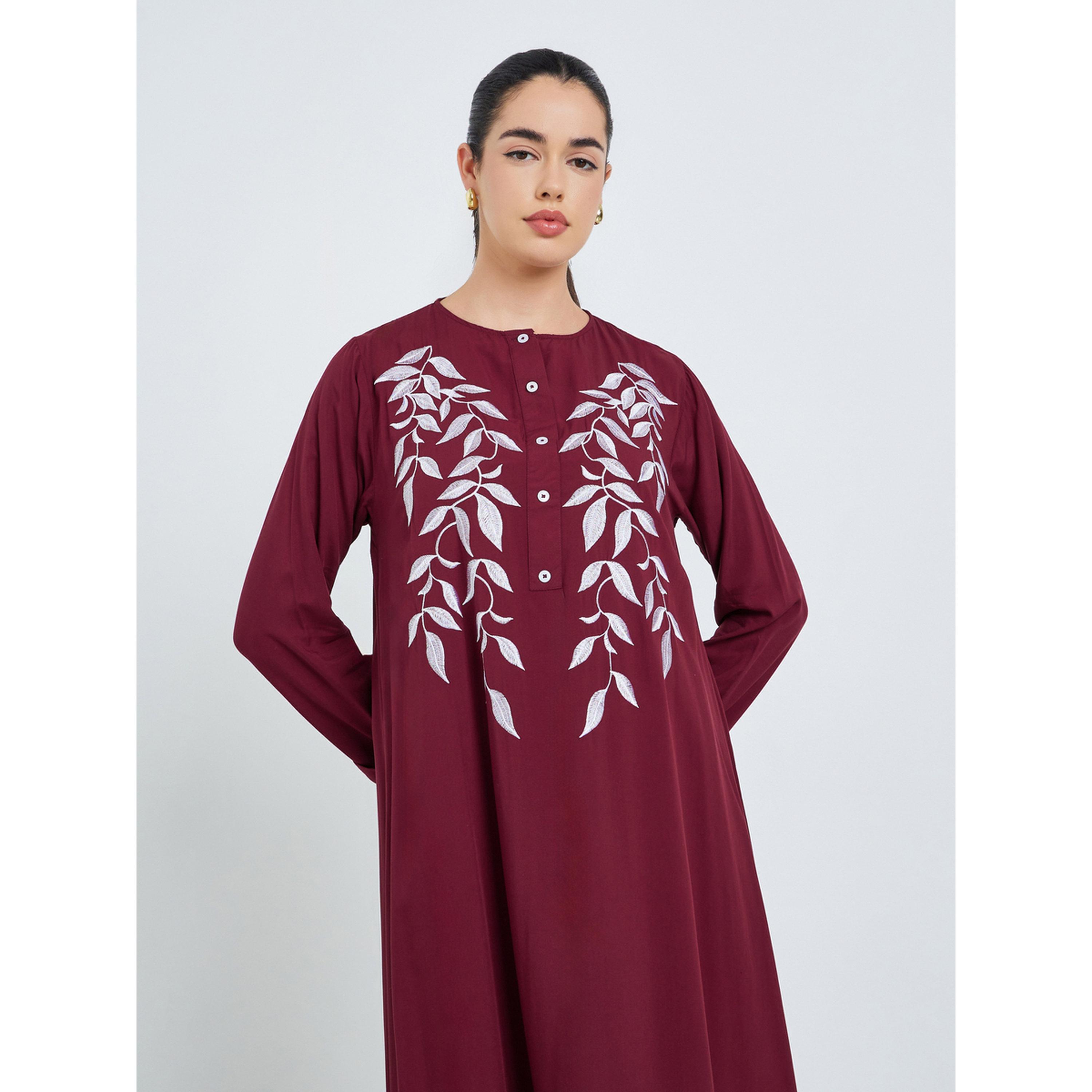 جلابية مطرزة بحافة واسعة للنساء-women-arabicclothing-jalabiyas-image-2